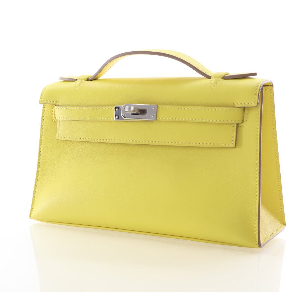 Hermès Jaune Citron Swift Kelly Pochette (PHW | 2020)