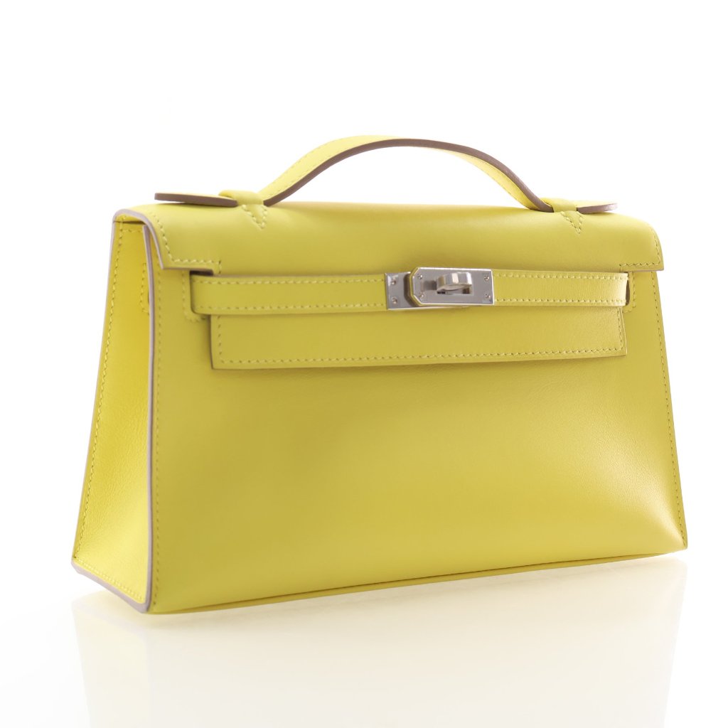 Hermès Jaune Citron Swift Kelly Pochette (PHW | 2020)