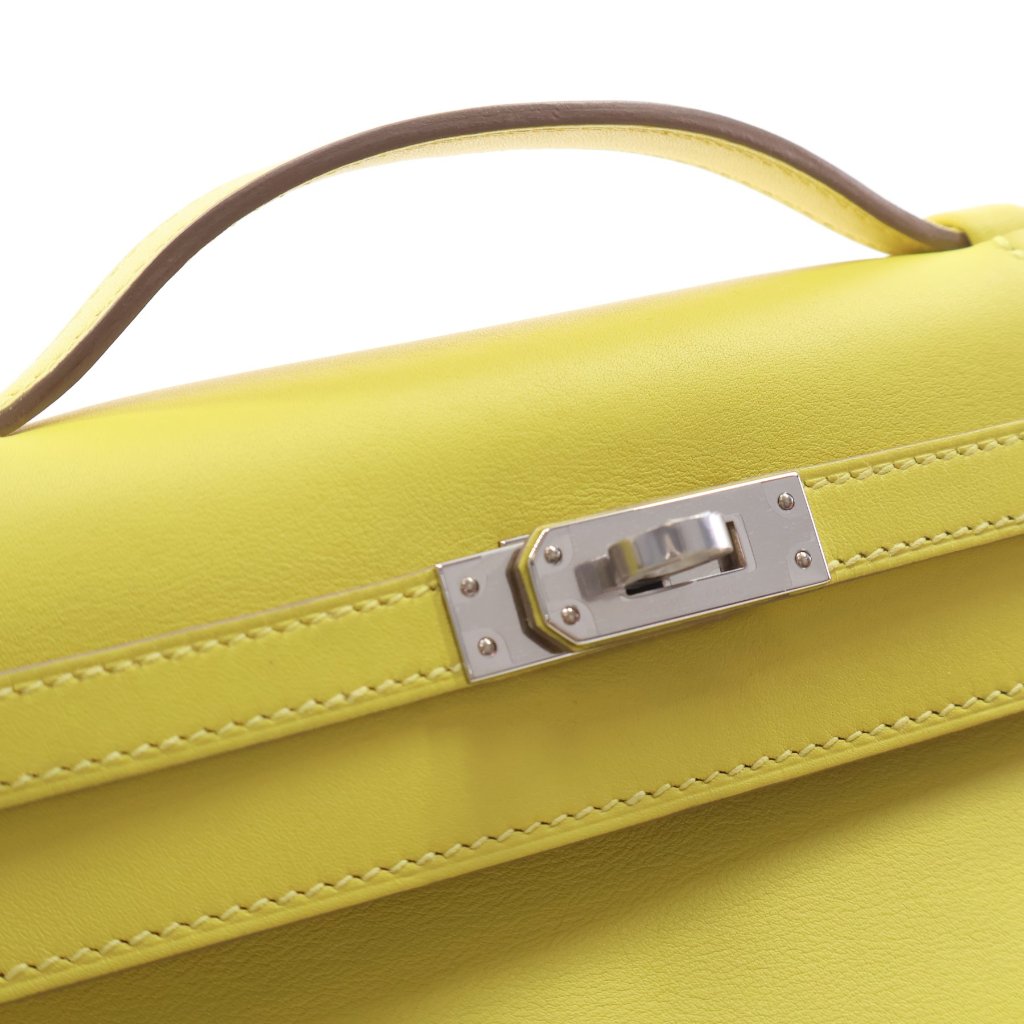 Hermès Jaune Citron Swift Kelly Pochette (PHW | 2020)