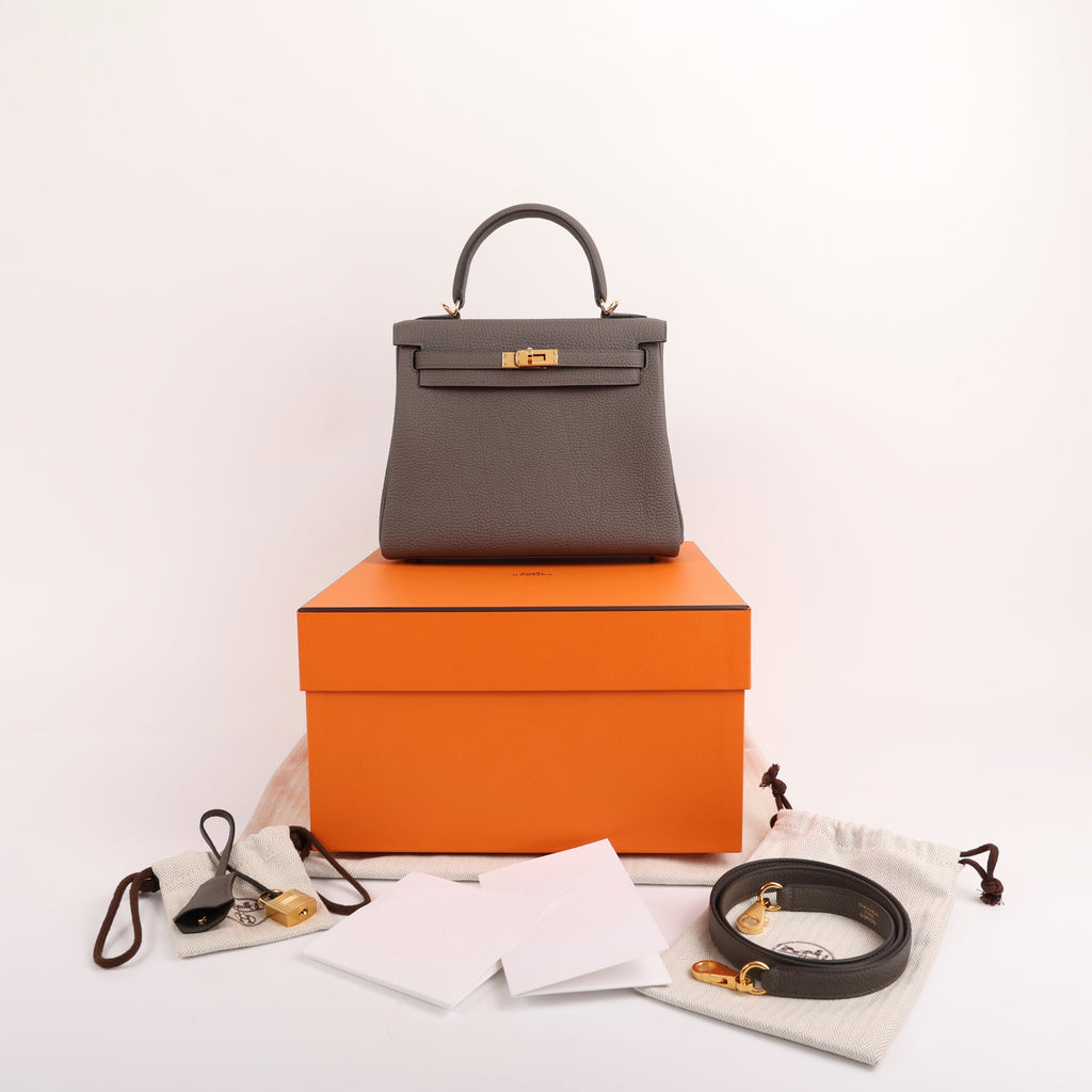Hermes Gris Étain Togo Retourne Kelly 25 (GHW | 2025)