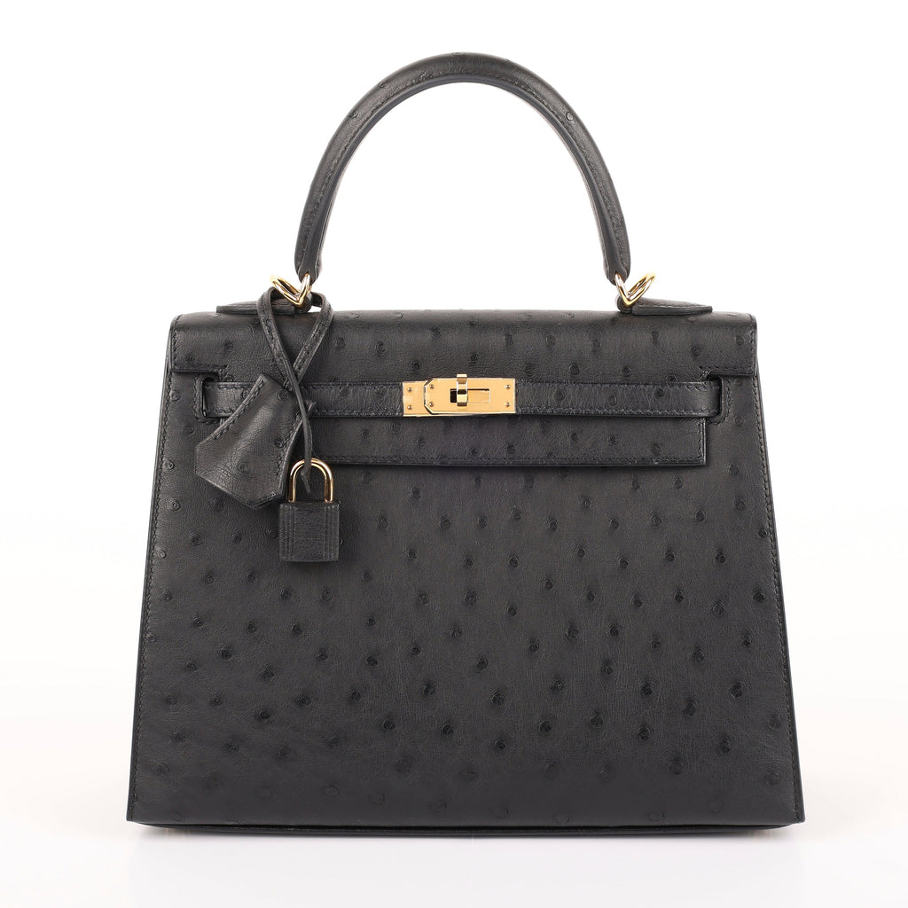 Hermès Black Ostrich Sellier Kelly 25 (GHW | 2021)