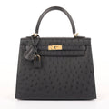 Hermès Black Ostrich Sellier Kelly 25 (GHW | 2021)