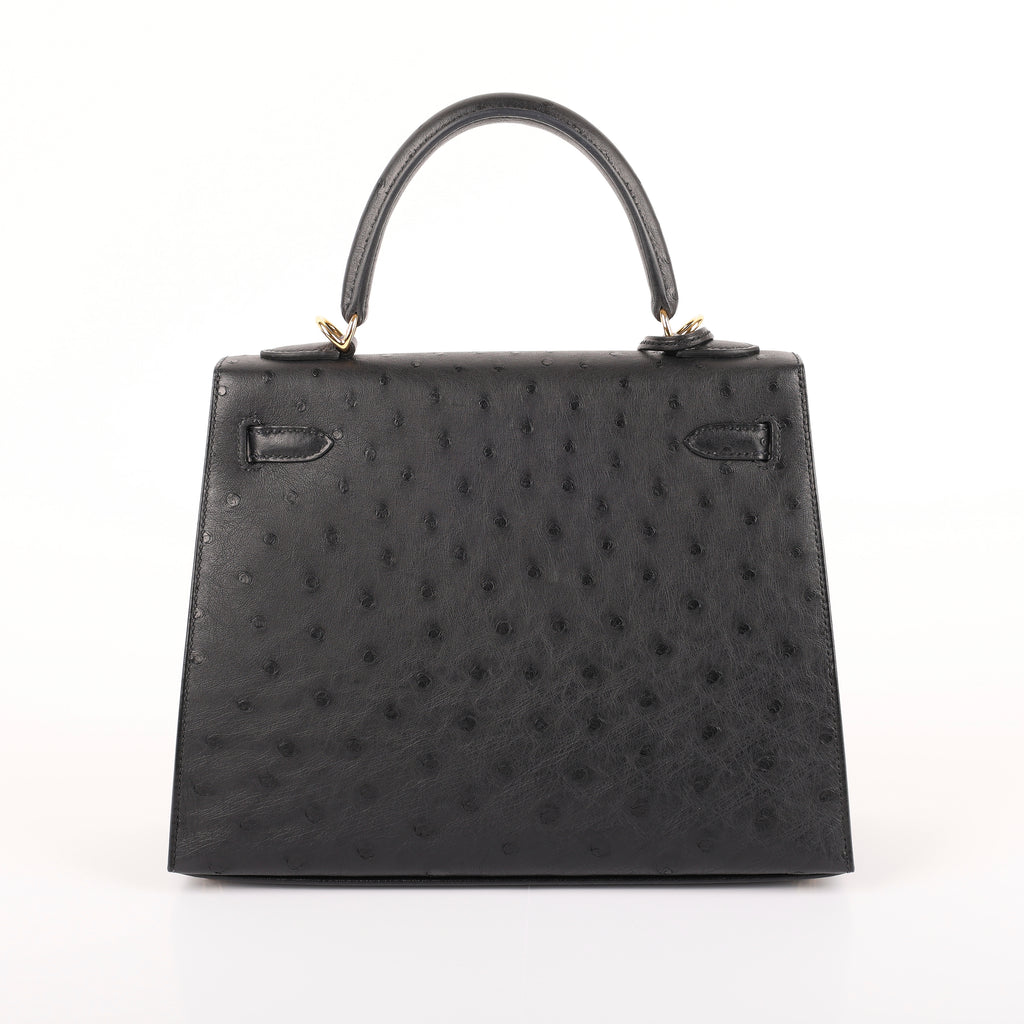 Hermès Black Ostrich Sellier Kelly 25 (GHW | 2021)