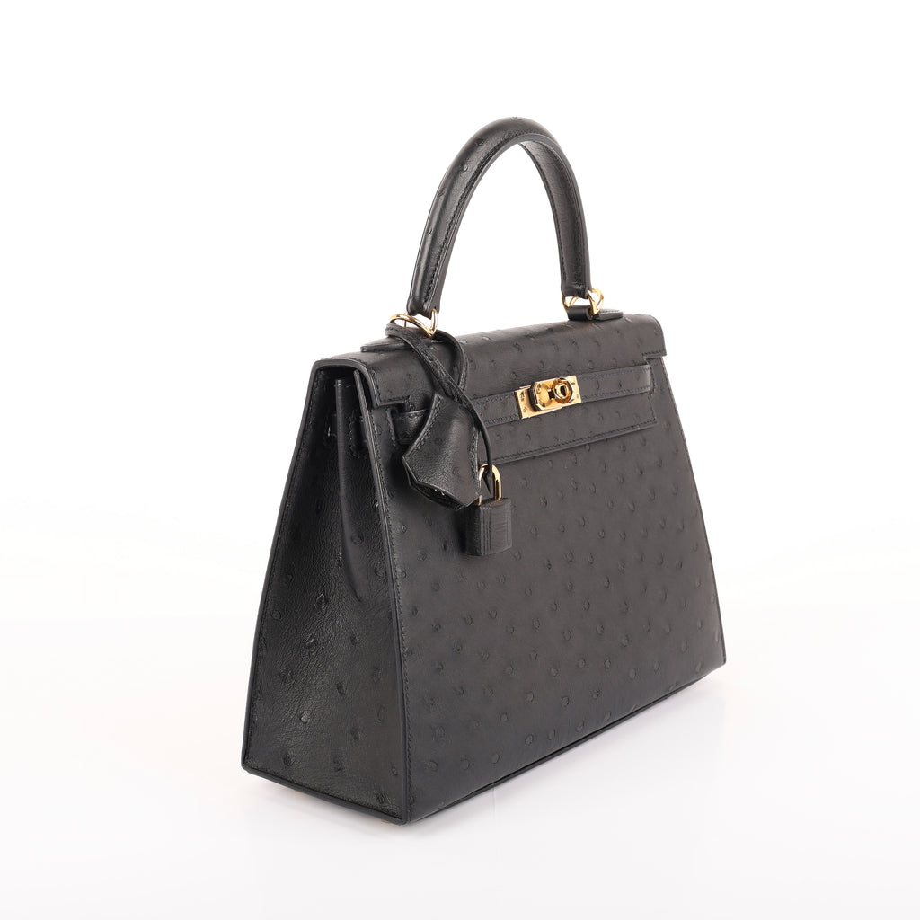 Hermès Black Ostrich Sellier Kelly 25 (GHW | 2021)