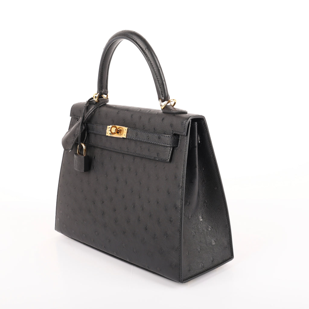 Hermès Black Ostrich Sellier Kelly 25 (GHW | 2021)