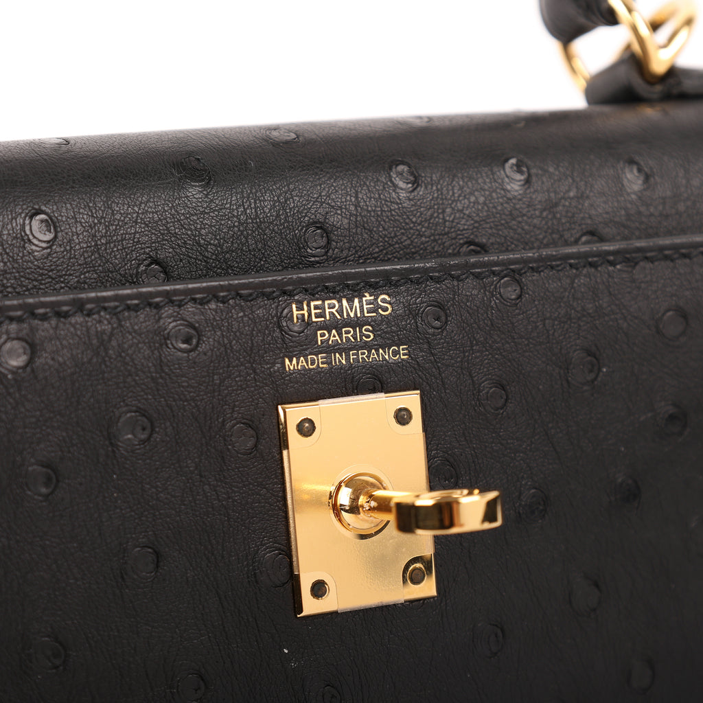 Hermès Black Ostrich Sellier Kelly 25 (GHW | 2021)