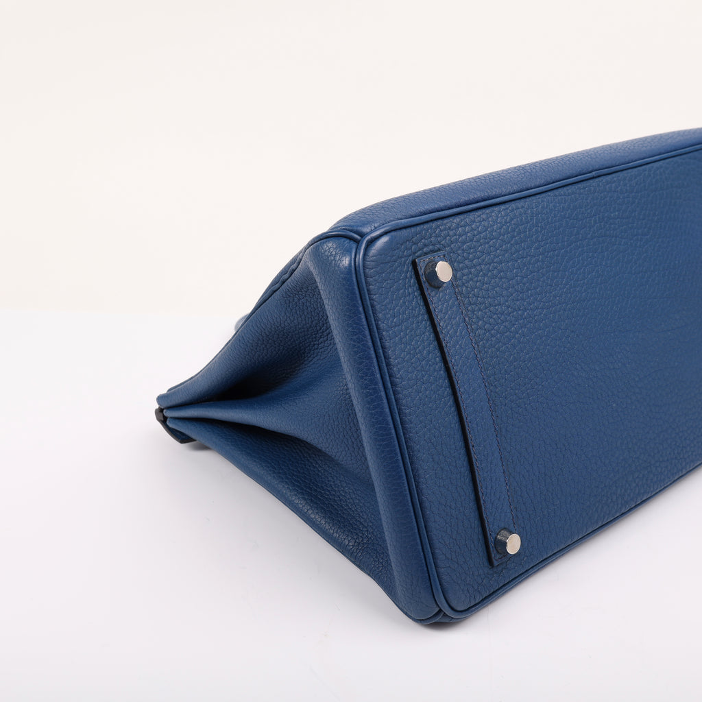 Hermes Bleu de Malte Togo Retourne Birkin 35 (PHW | 2002)