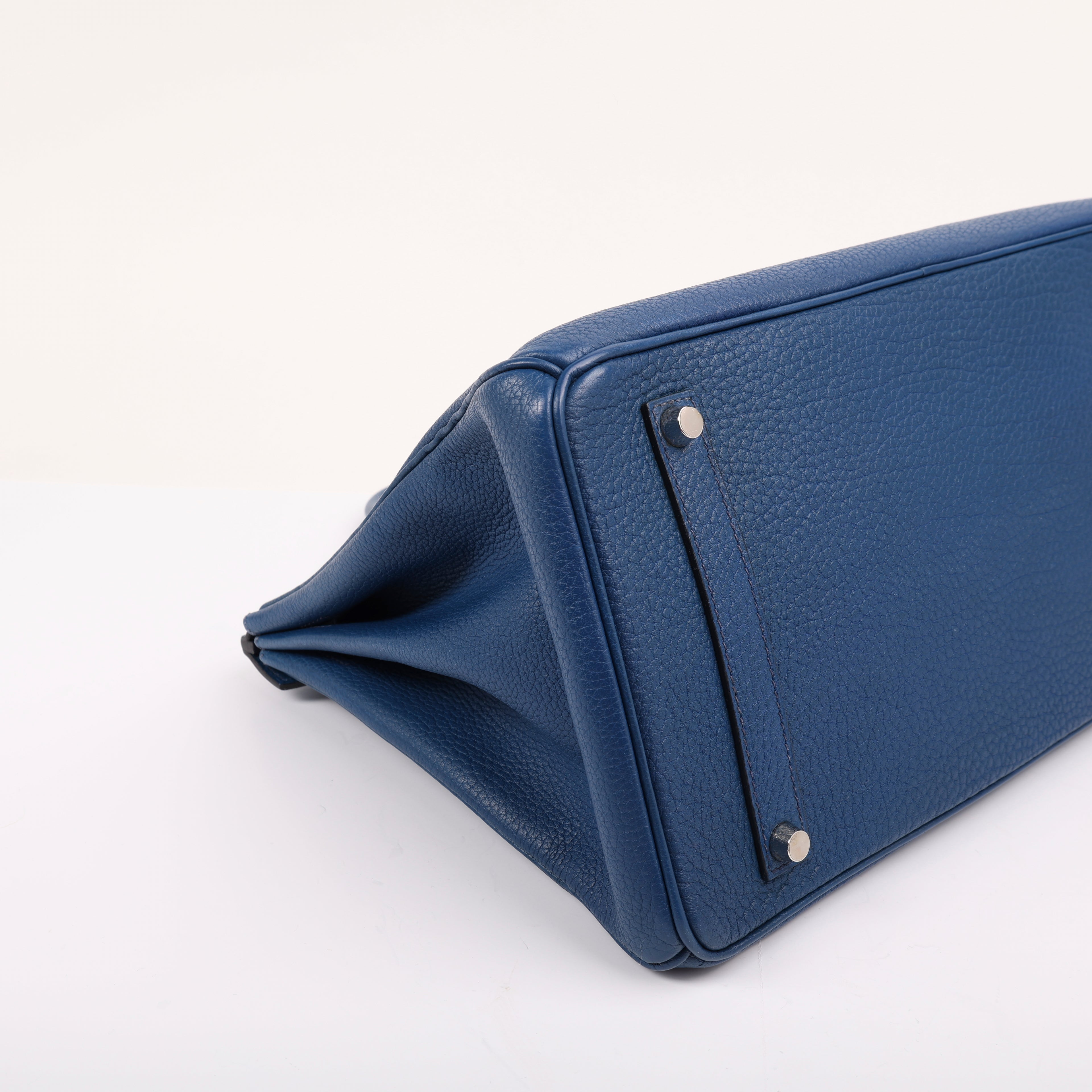 Hermes Bleu de Malte Togo Retourne Birkin 35 (PHW | 2002)