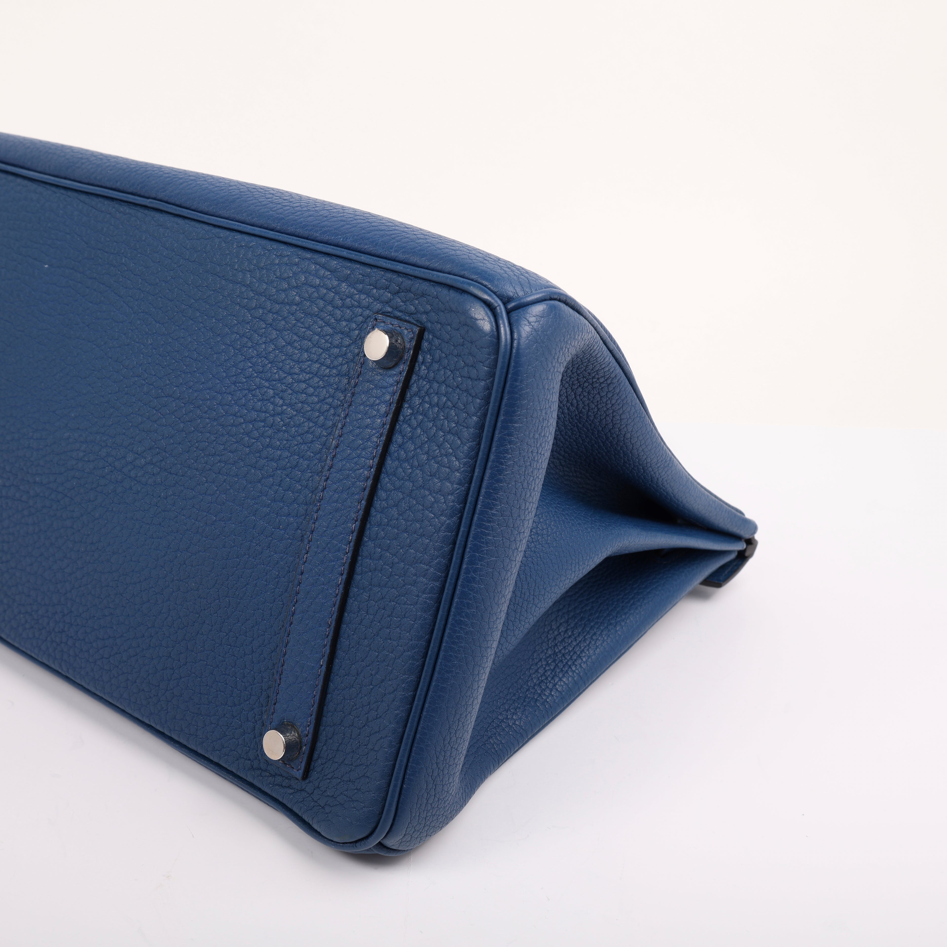 Hermes Bleu de Malte Togo Retourne Birkin 35 (PHW | 2002)