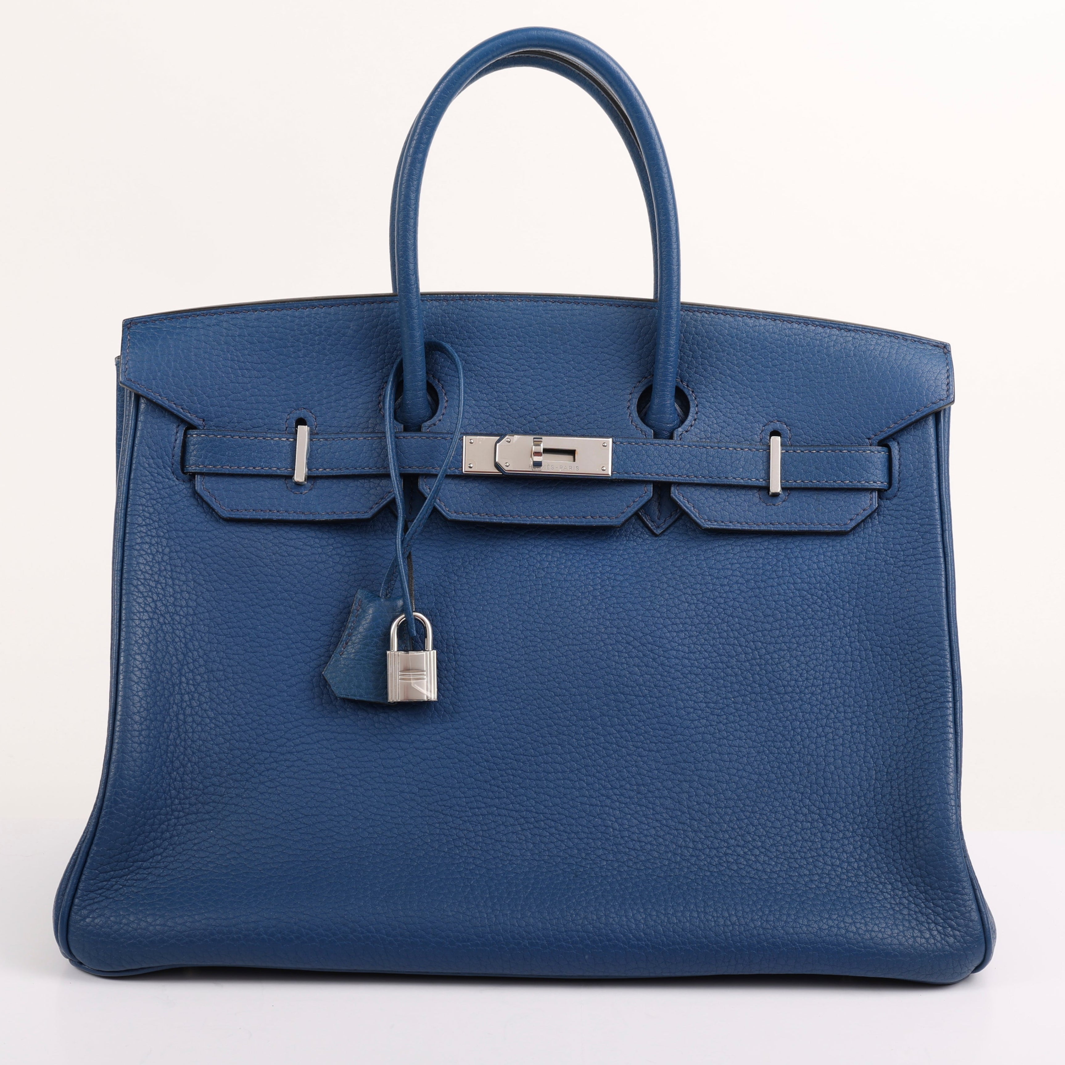 Hermes Bleu de Malte Togo Retourne Birkin 35 (PHW | 2002)