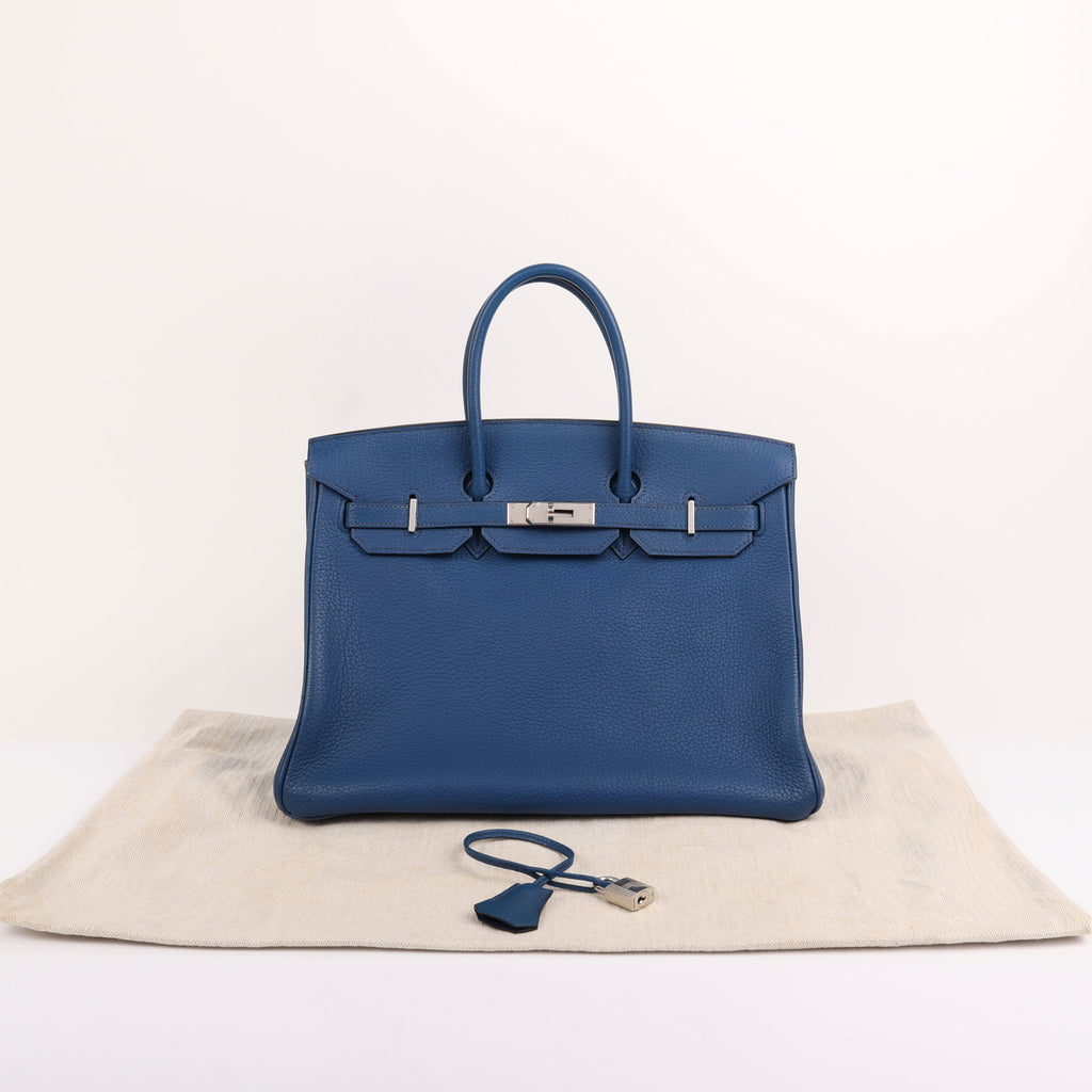 Hermes Bleu de Malte Togo Retourne Birkin 35 (PHW | 2002)