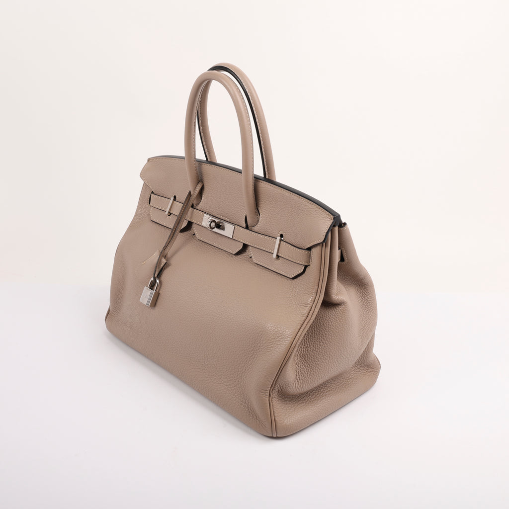 Hermès Gris Tourterelle Togo Retourne Birkin 35 (PHW | 2008)