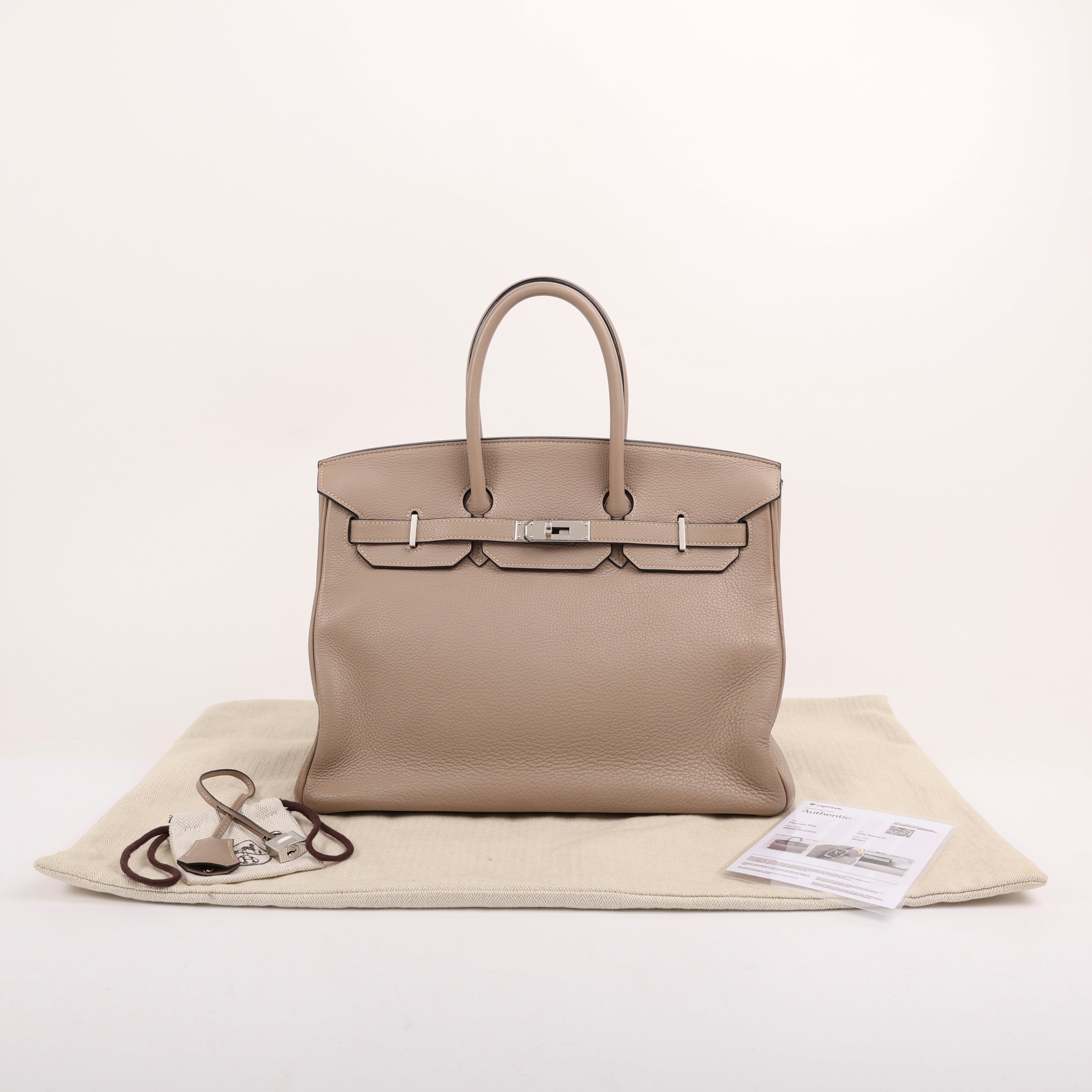 Hermès Gris Tourterelle Togo Retourne Birkin 35 (PHW | 2008)