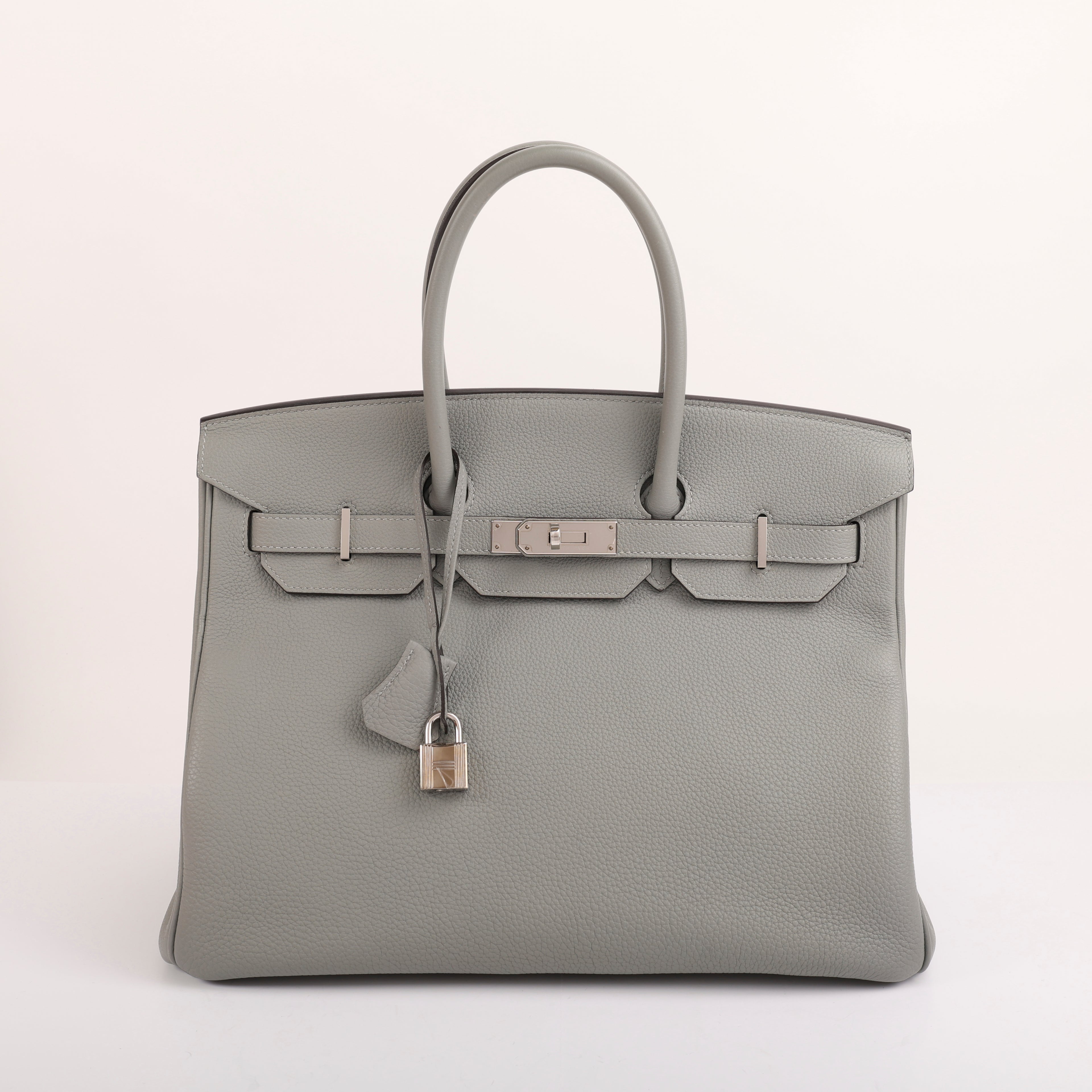 Hermes Gris Mouette Togo Verso Retourne Birkin 35 (PHW | 2017)