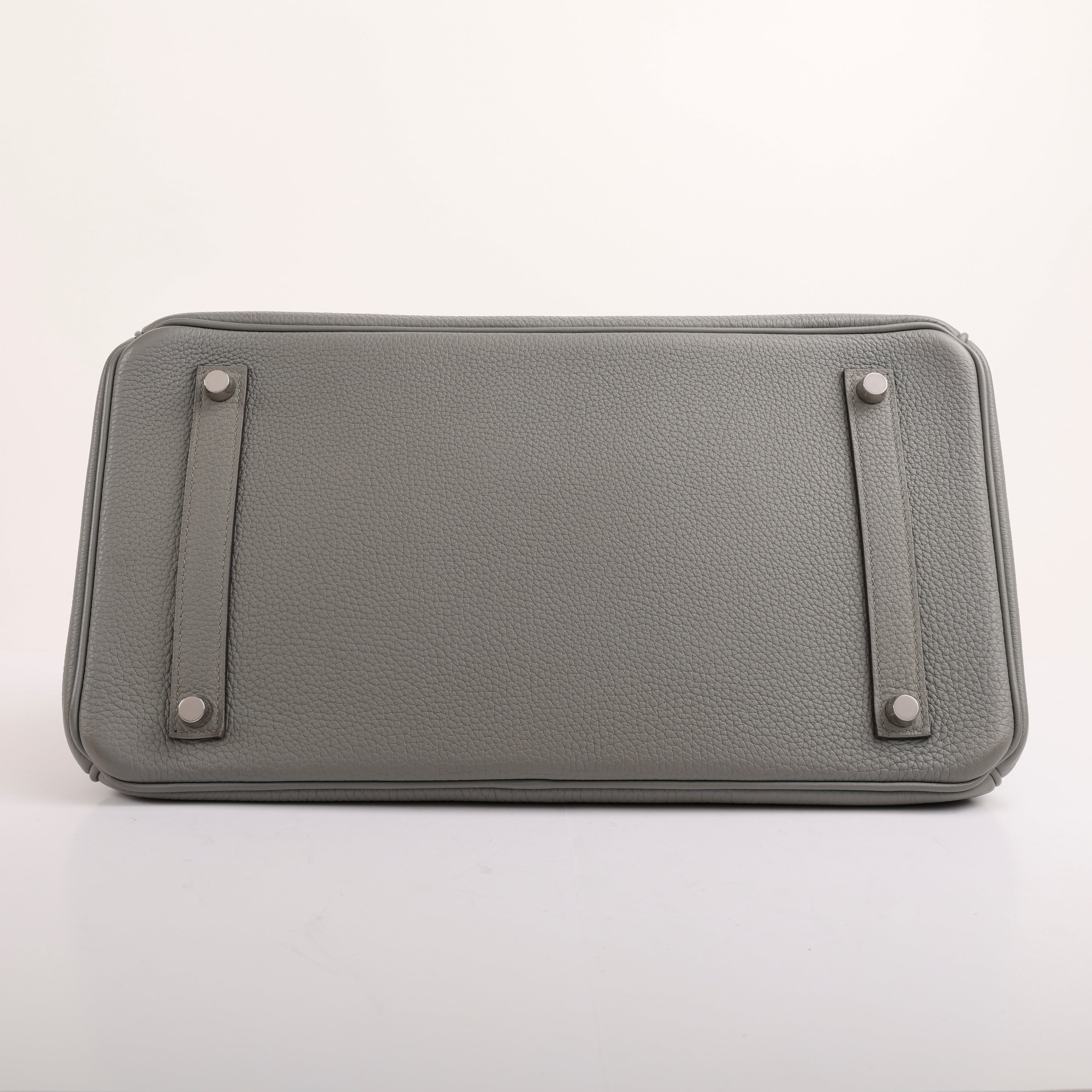 Hermes Gris Mouette Togo Verso Retourne Birkin 35 (PHW | 2017)