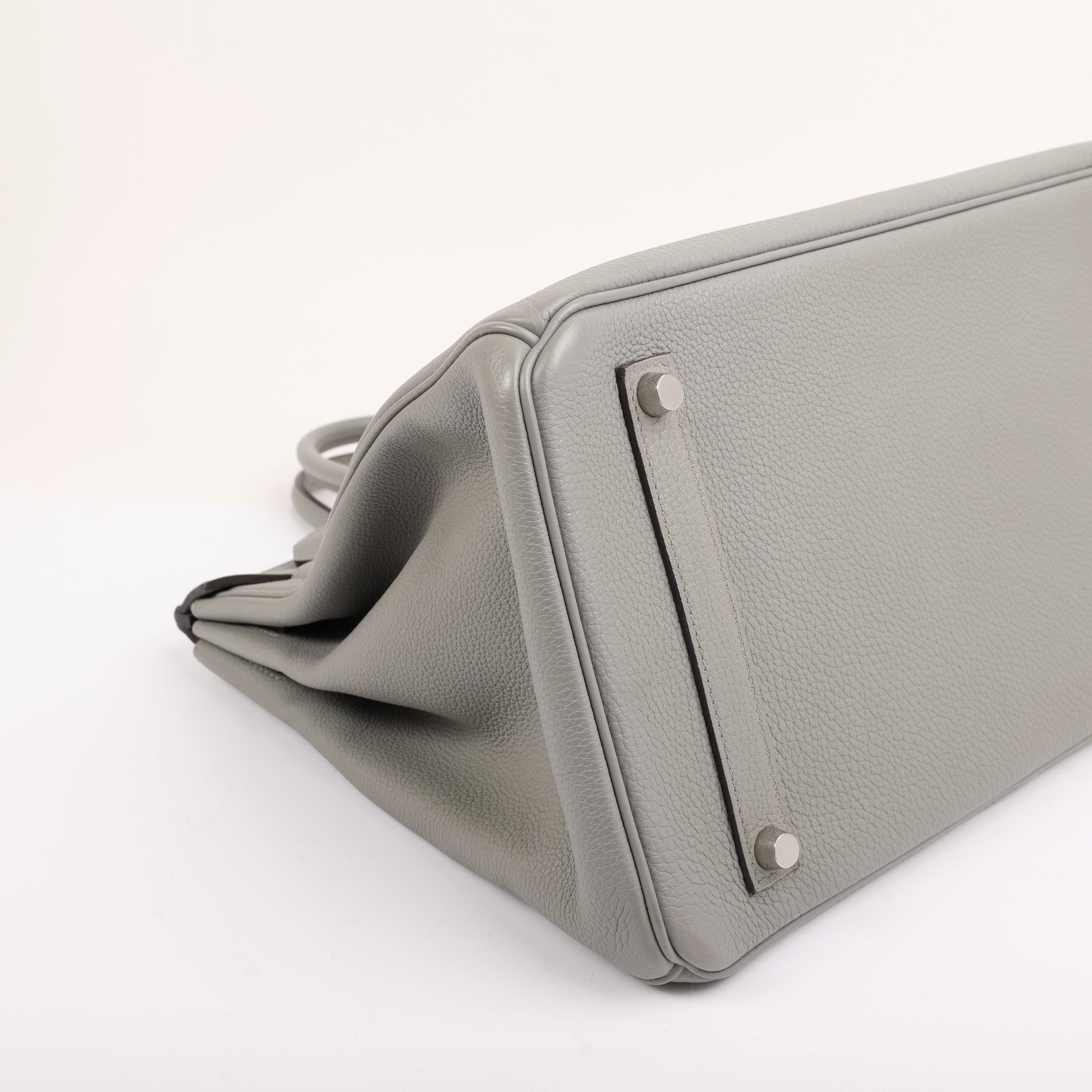 Hermes Gris Mouette Togo Verso Retourne Birkin 35 (PHW | 2017)