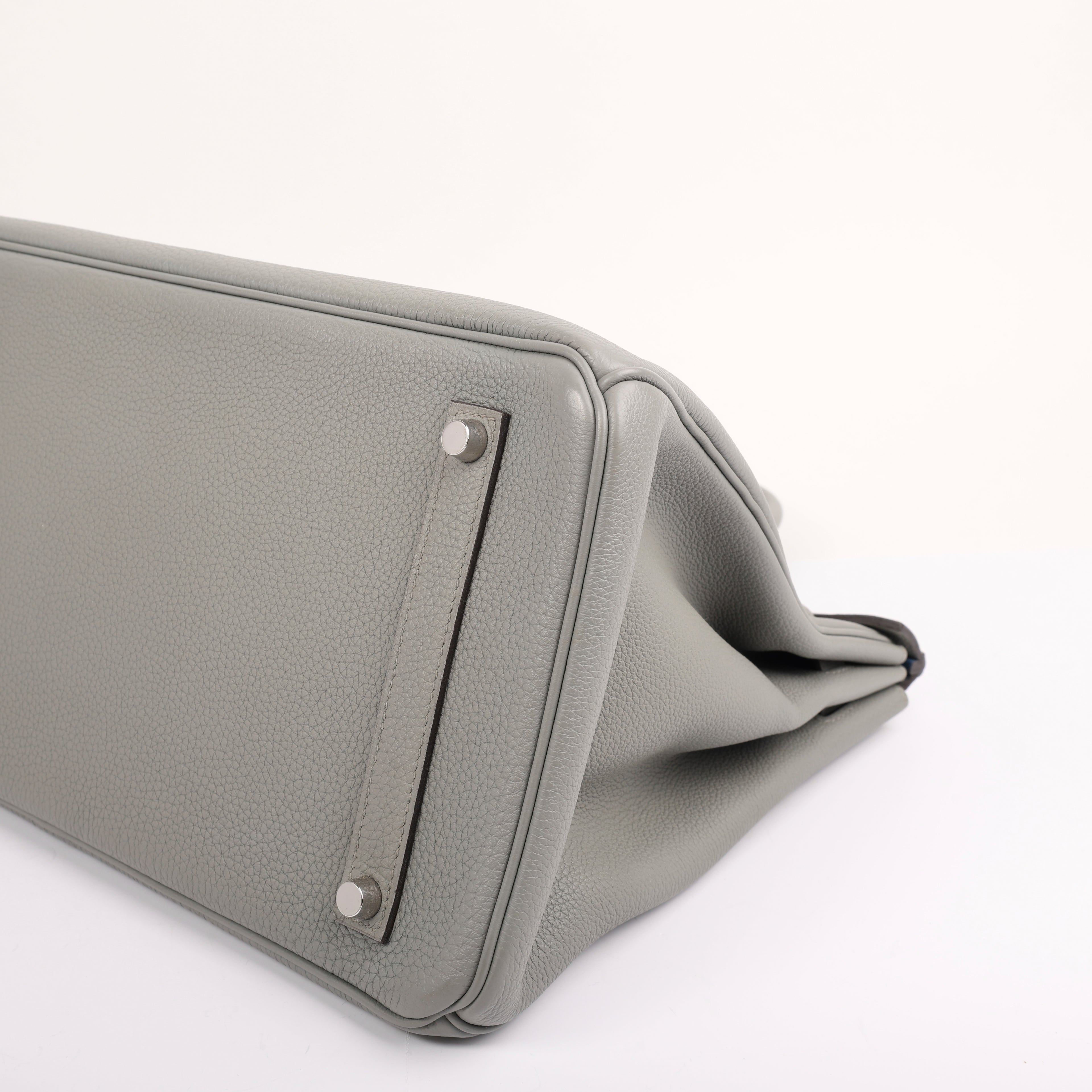 Hermes Gris Mouette Togo Verso Retourne Birkin 35 (PHW | 2017)