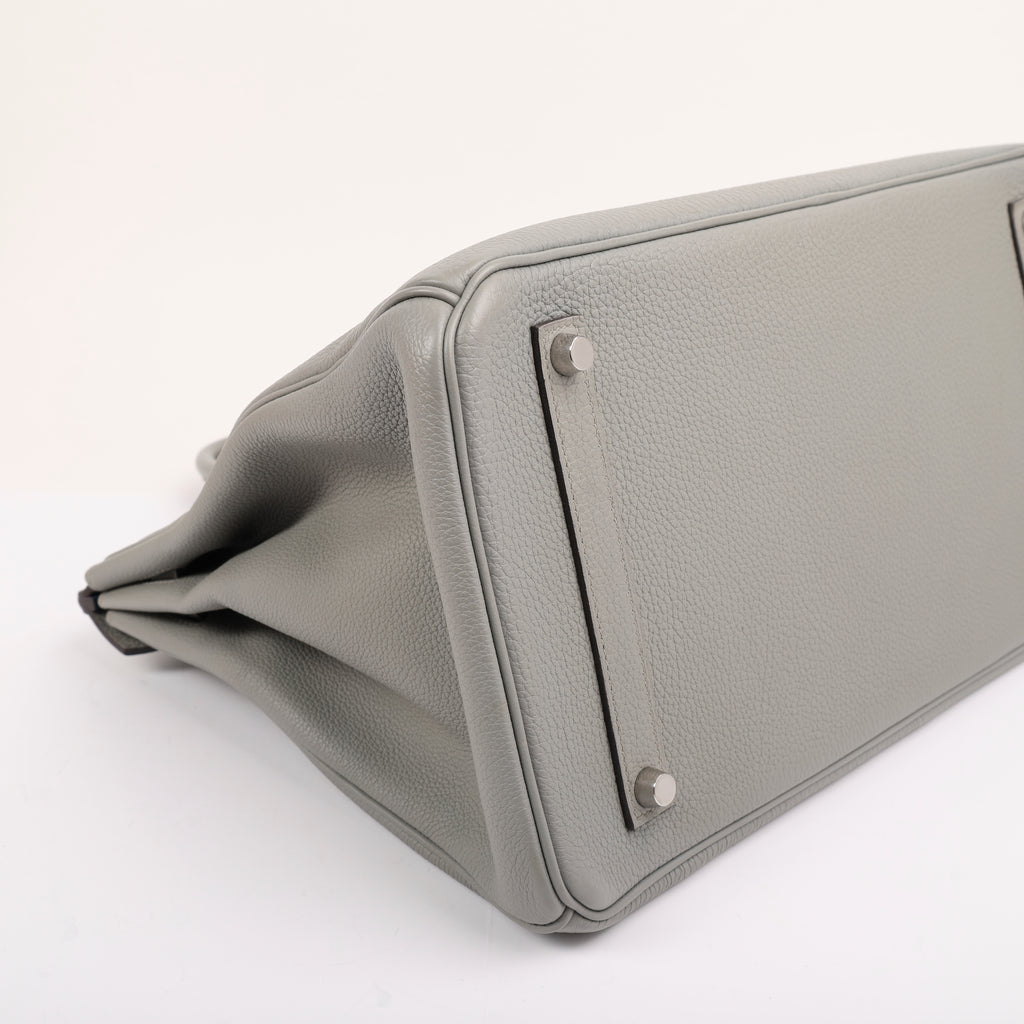 Hermes Gris Mouette Togo Verso Retourne Birkin 35 (PHW | 2017)