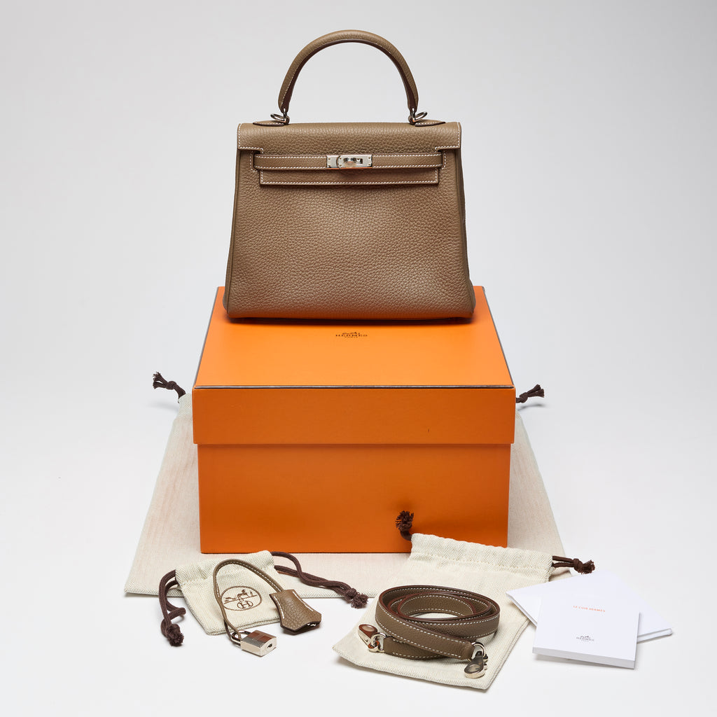 Hermès Étoupe Epsom Sellier Kelly 25, palladium hardware, 2025 – photo 17 of 17
