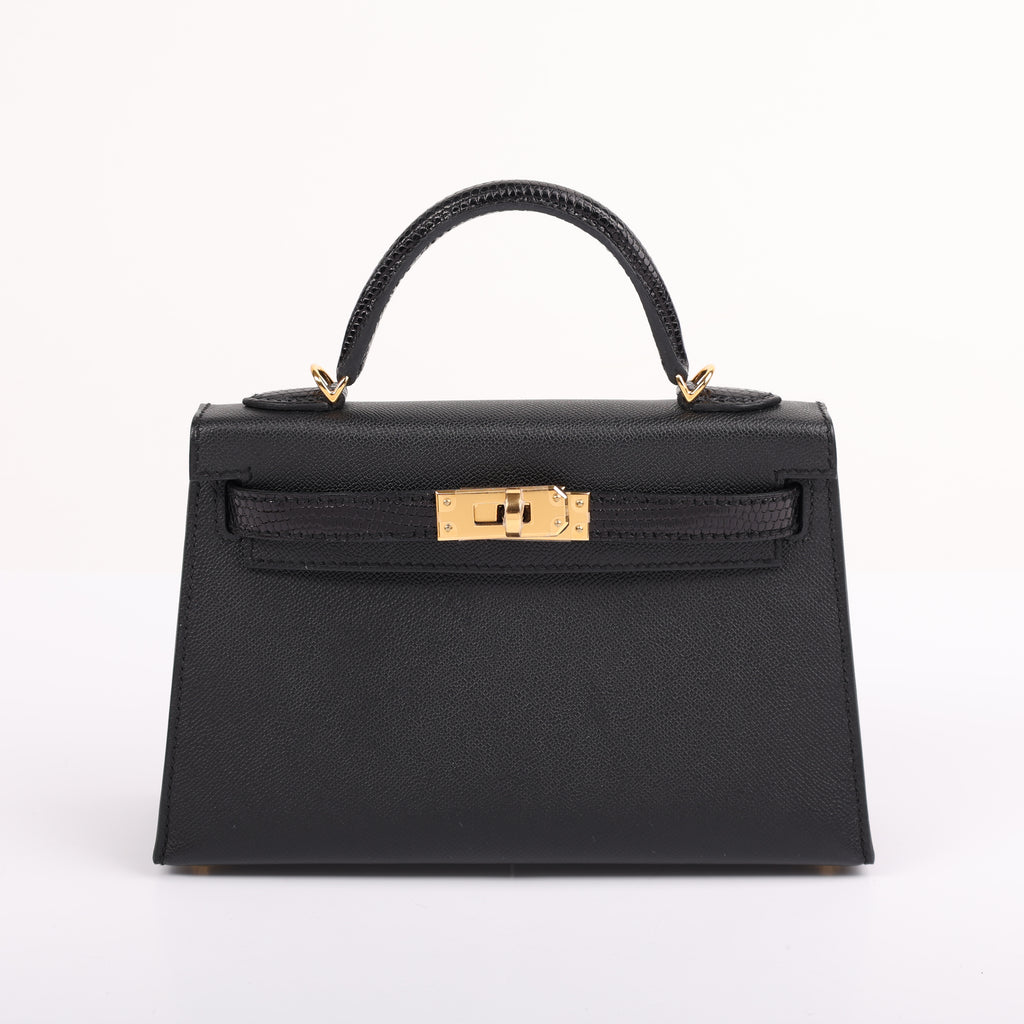 Hermès Black Veau Madame Lizard Touch Mini Kelly II 20 (GHW | 2024)