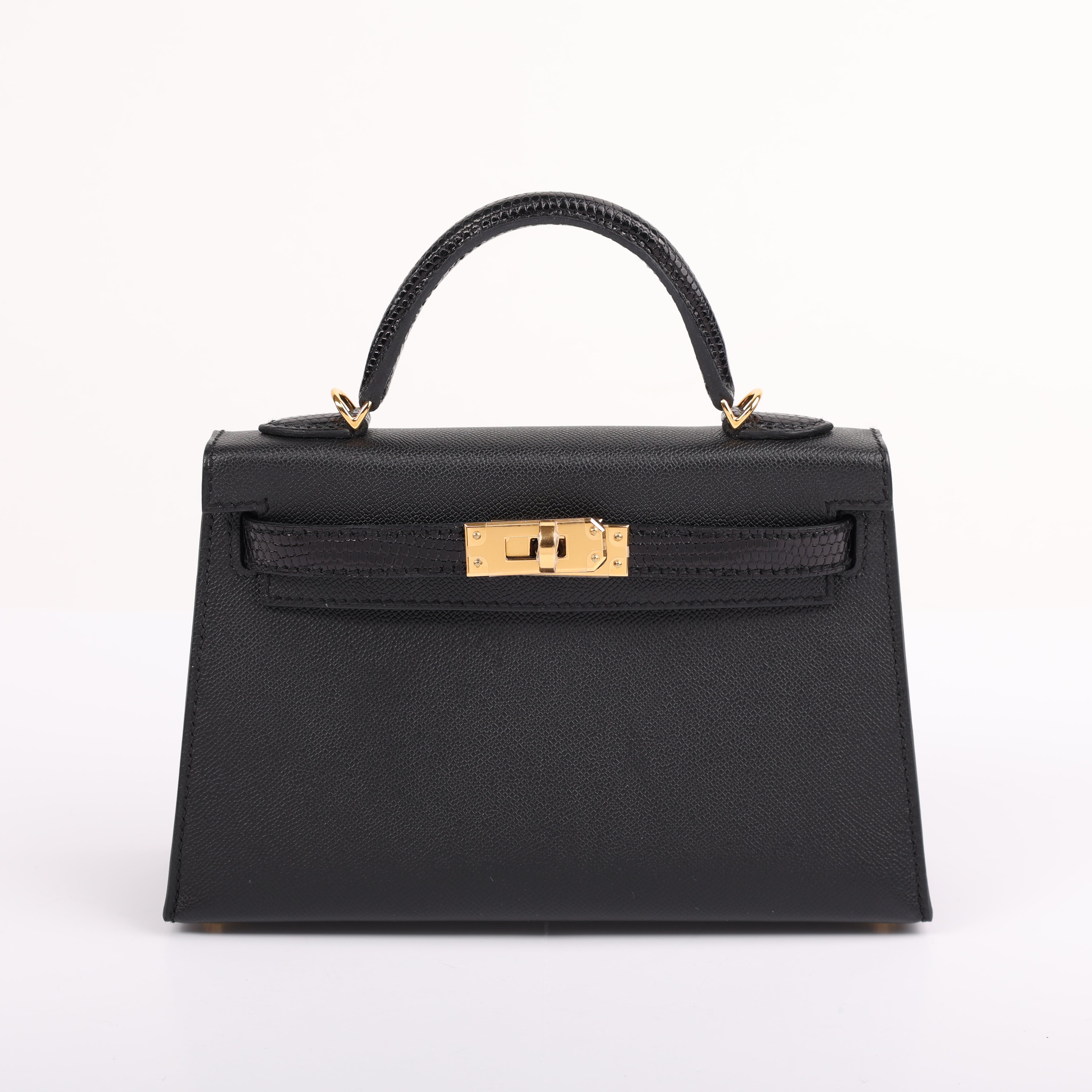 Hermès Black Veau Madame Lizard Touch Mini Kelly II 20 (GHW | 2024)