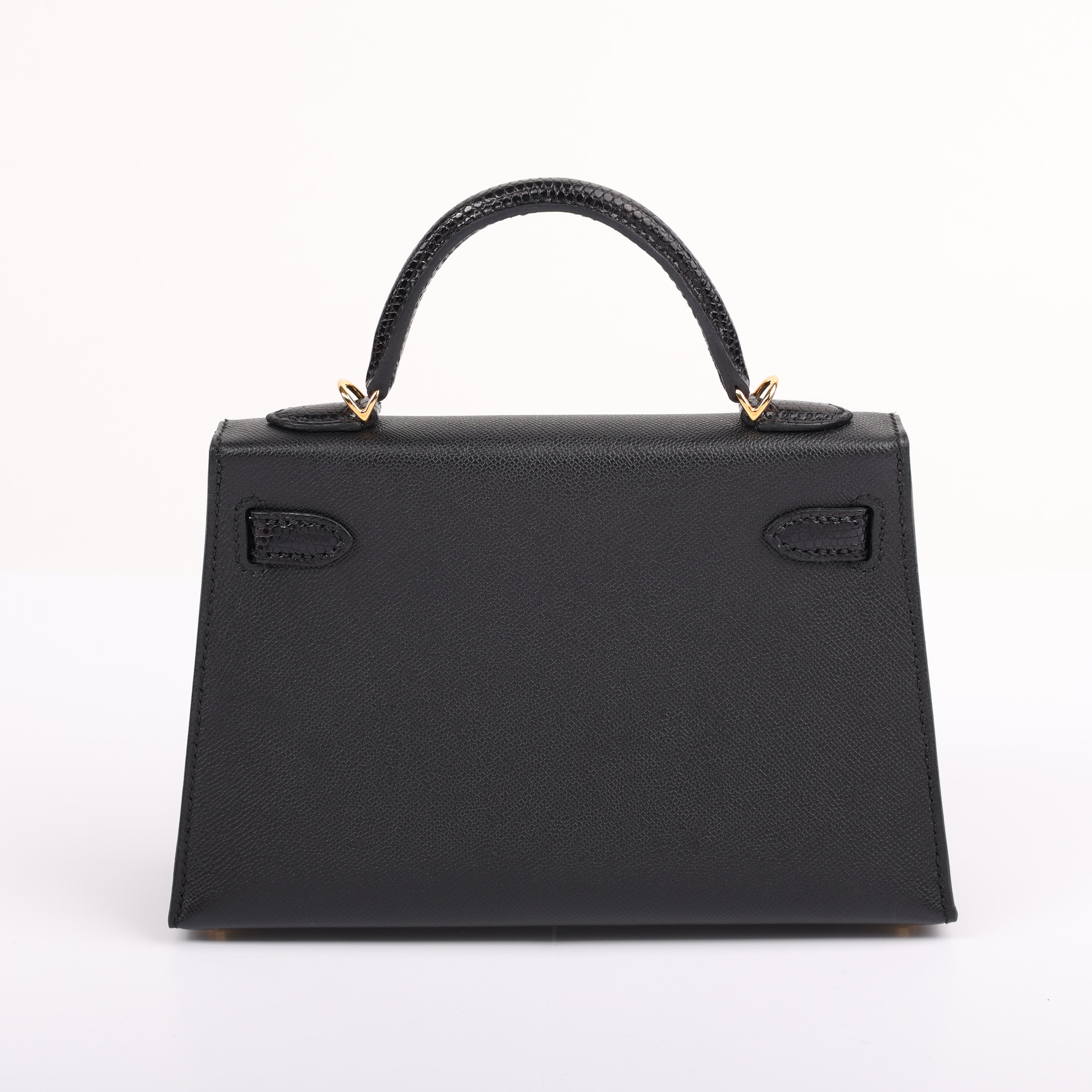 Hermès Black Veau Madame Lizard Touch Mini Kelly II 20 (GHW | 2024)