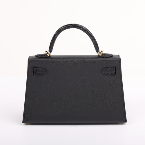 Hermès Black Veau Madame Lizard Touch Mini Kelly II 20 (GHW | 2024)