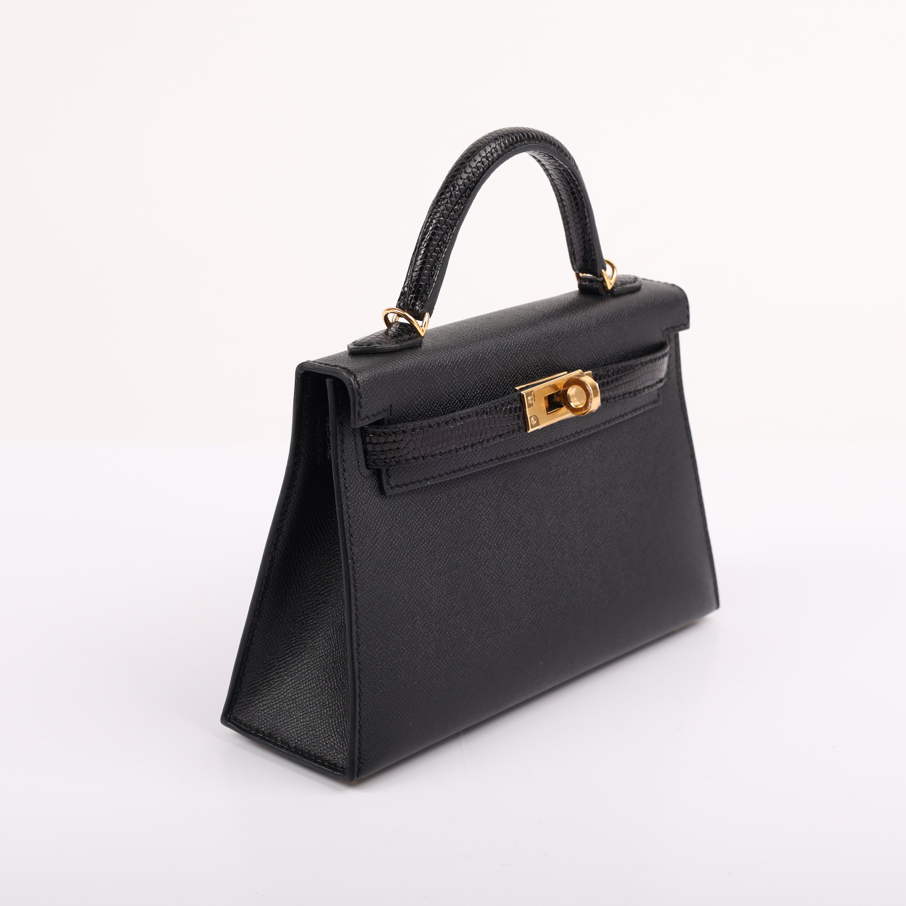 Hermès Black Veau Madame Lizard Touch Mini Kelly II 20 (GHW | 2024)
