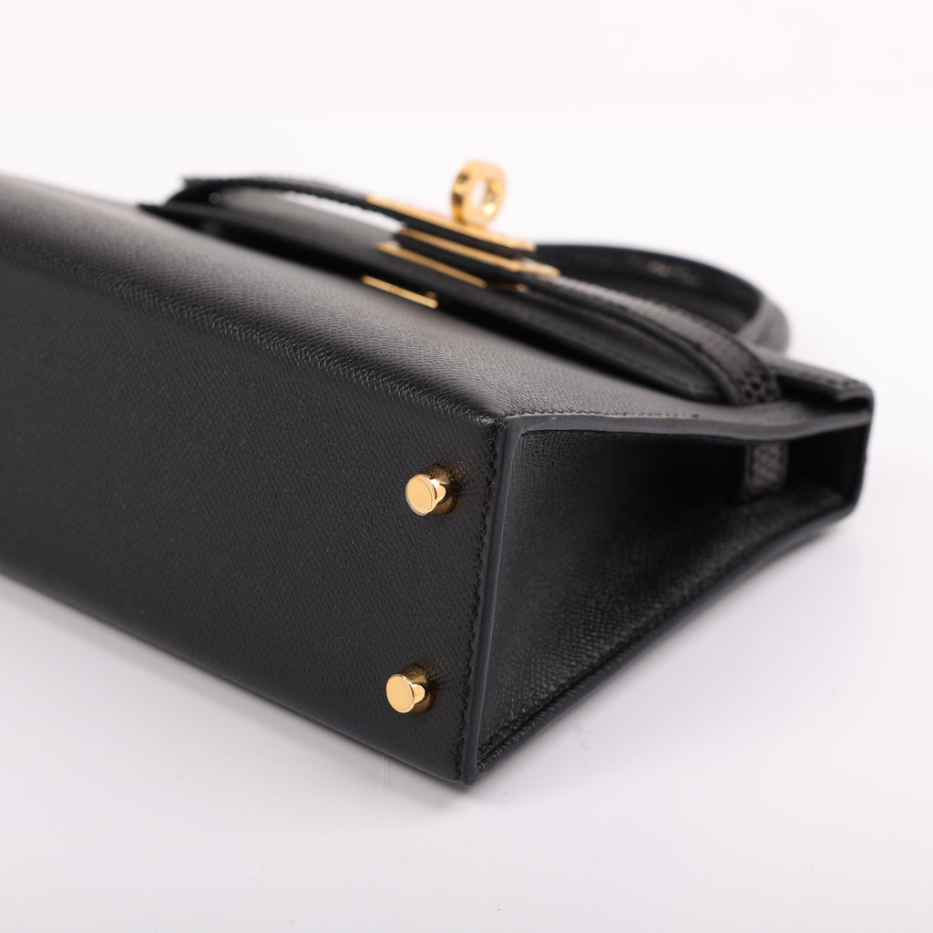 Hermès Black Veau Madame Lizard Touch Mini Kelly II 20 (GHW | 2024)