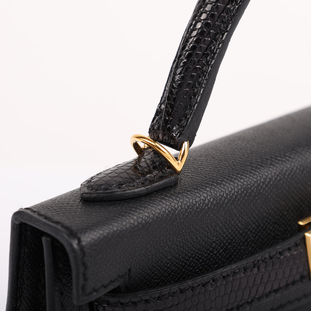 Hermès Black Veau Madame Lizard Touch Mini Kelly II 20 (GHW | 2024)