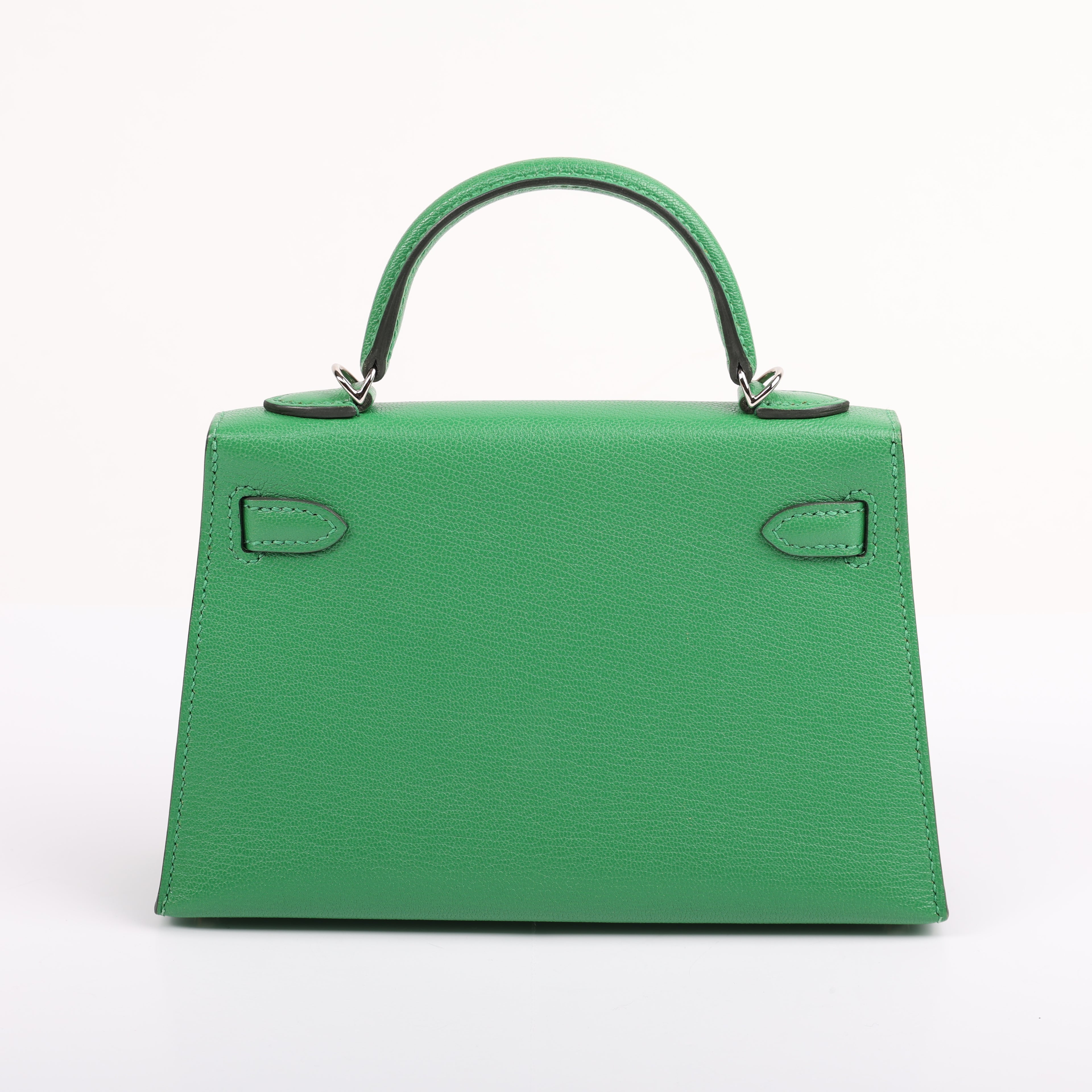 Hermès Vert Bambou Chèvre Mini Kelly II 20 (PHW | 2024)