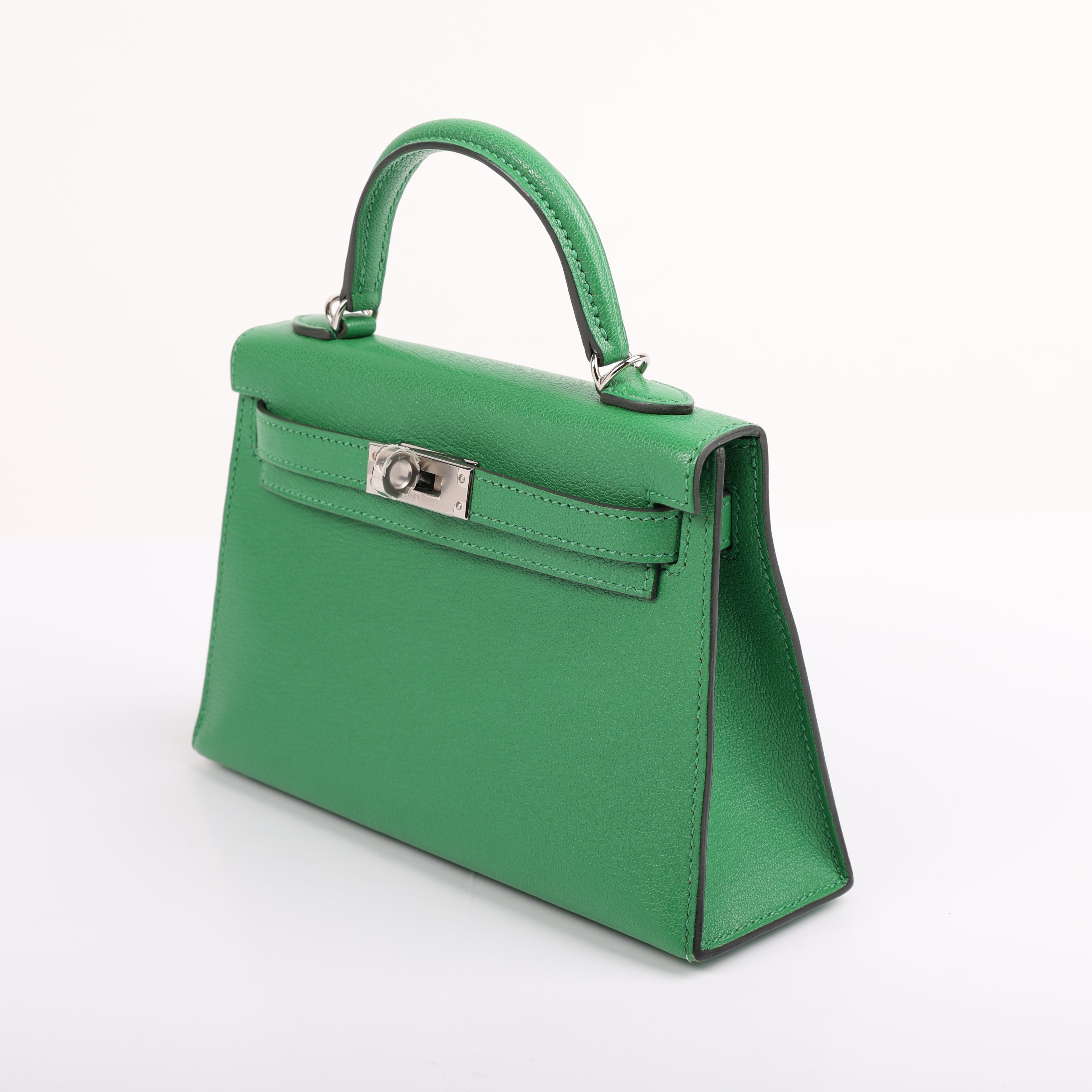Hermès Vert Bambou Chèvre Mini Kelly II 20 (PHW | 2024)
