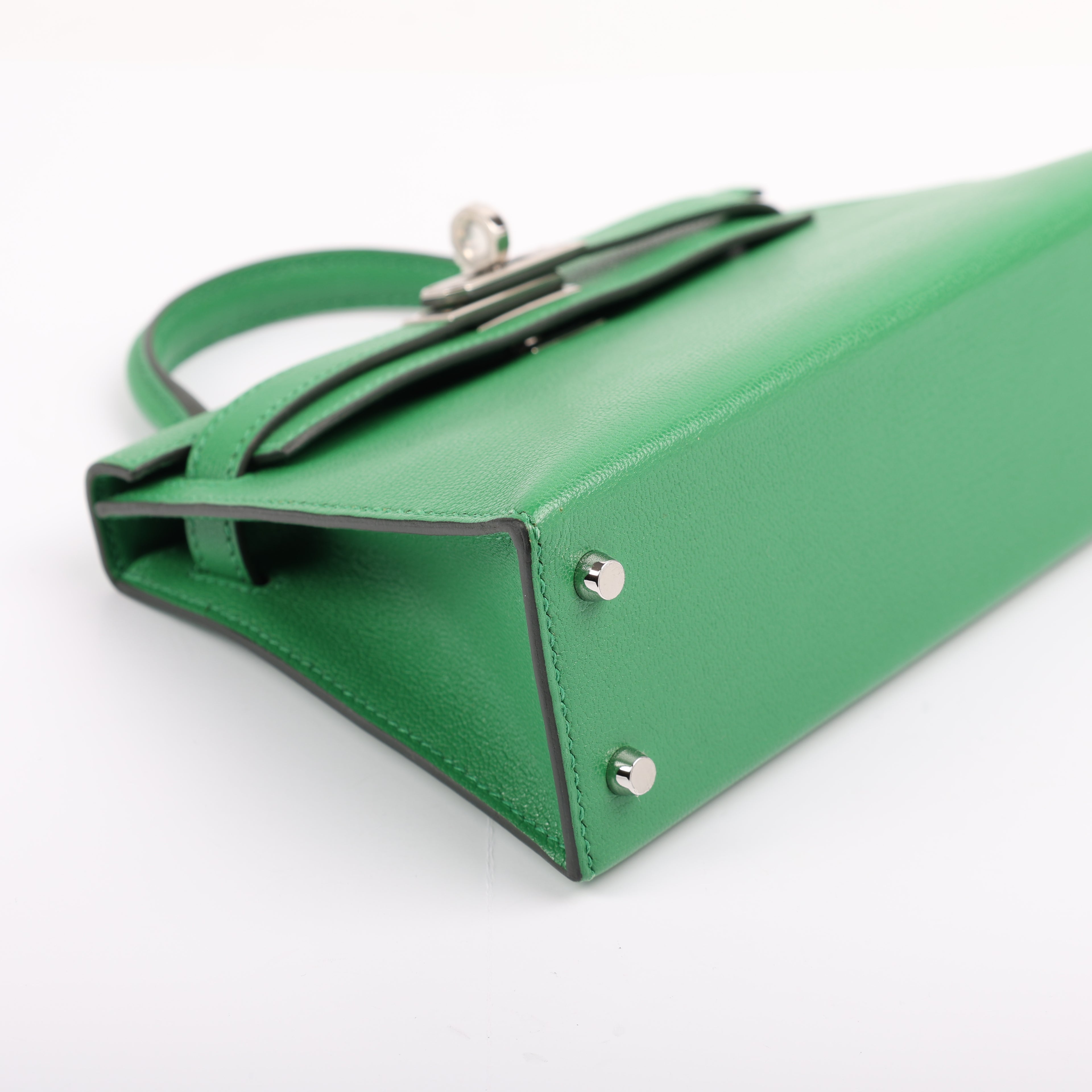 Hermès Vert Bambou Chèvre Mini Kelly II 20 (PHW | 2024)