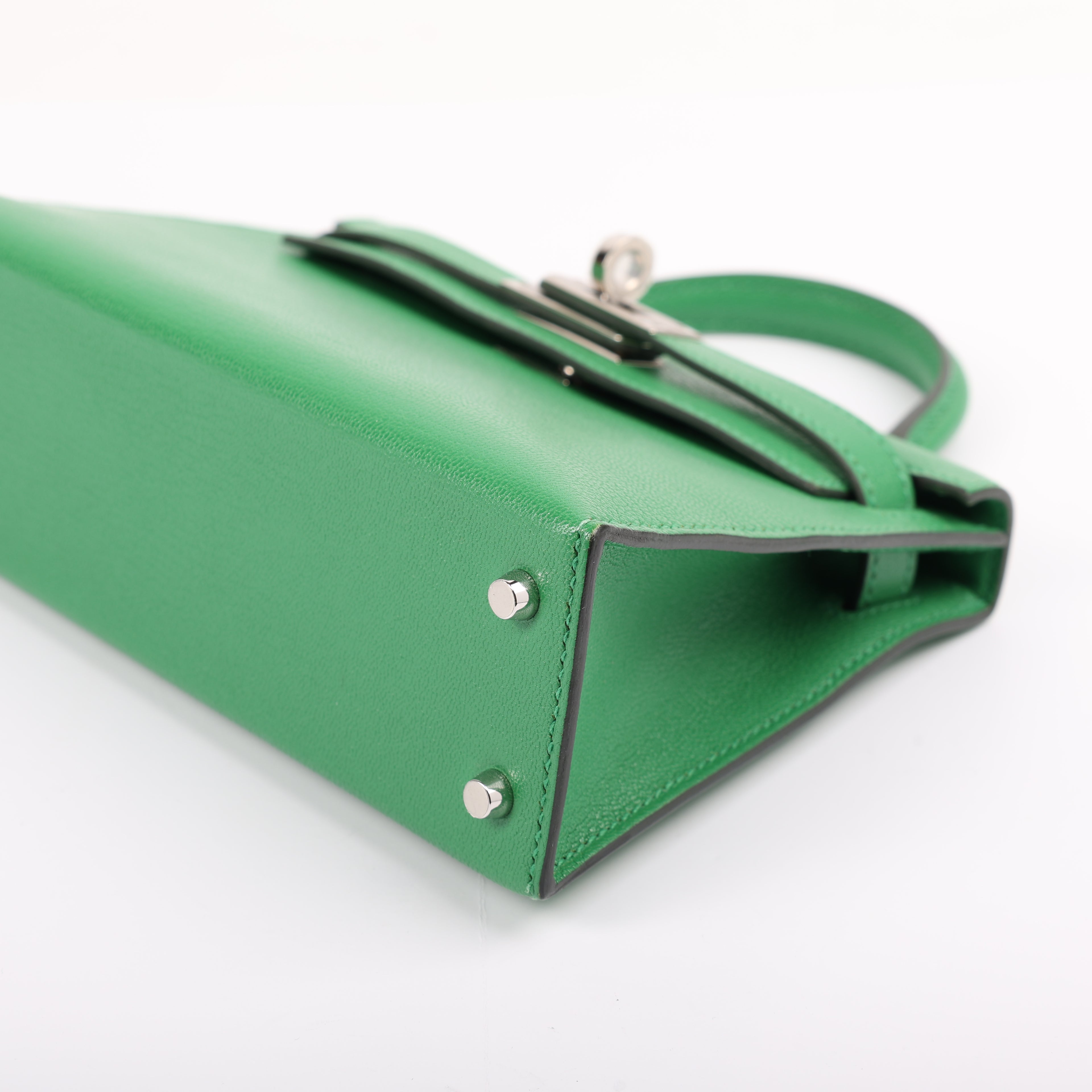 Hermès Vert Bambou Chèvre Mini Kelly II 20 (PHW | 2024)
