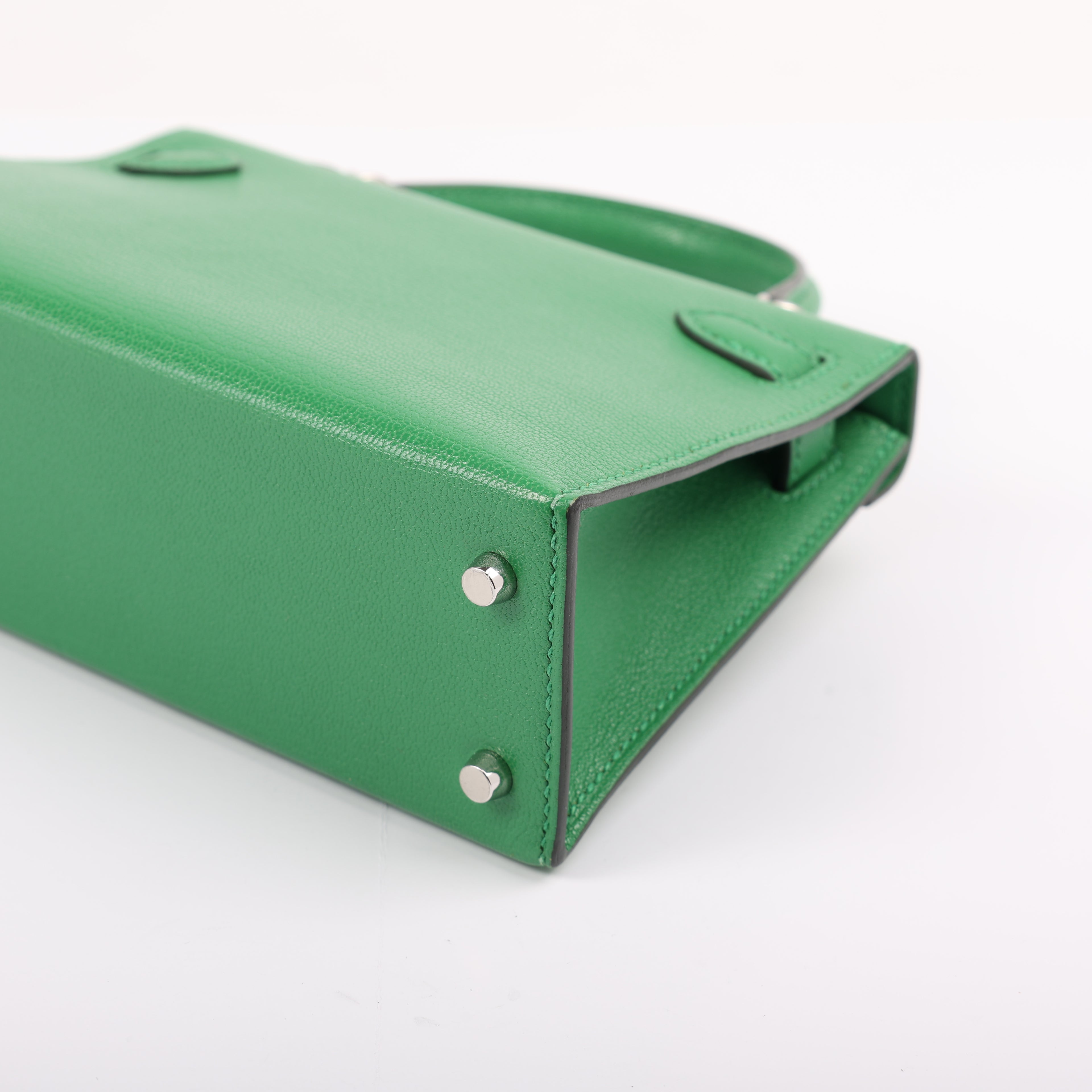 Hermès Vert Bambou Chèvre Mini Kelly II 20 (PHW | 2024)