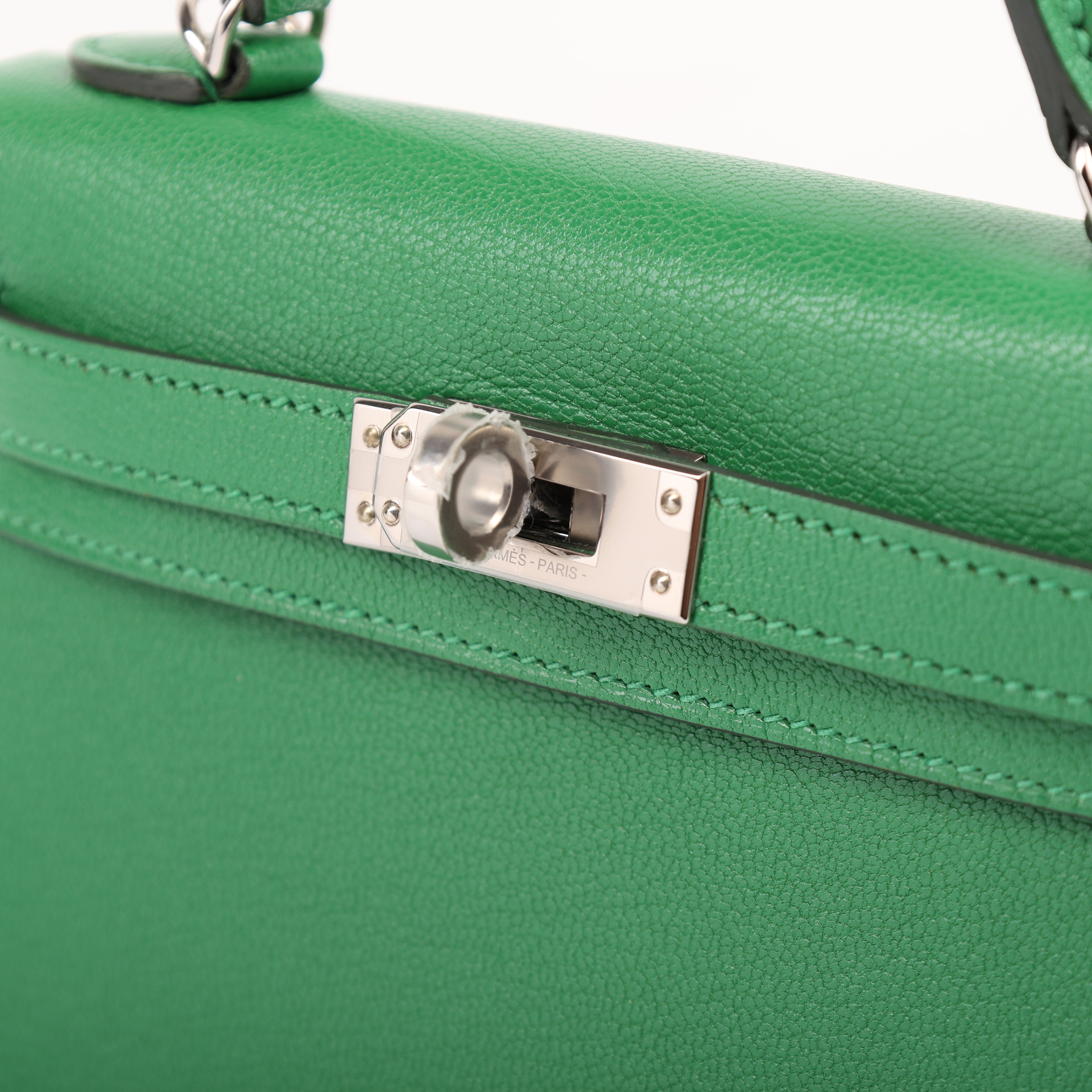 Hermès Vert Bambou Chèvre Mini Kelly II 20 (PHW | 2024)