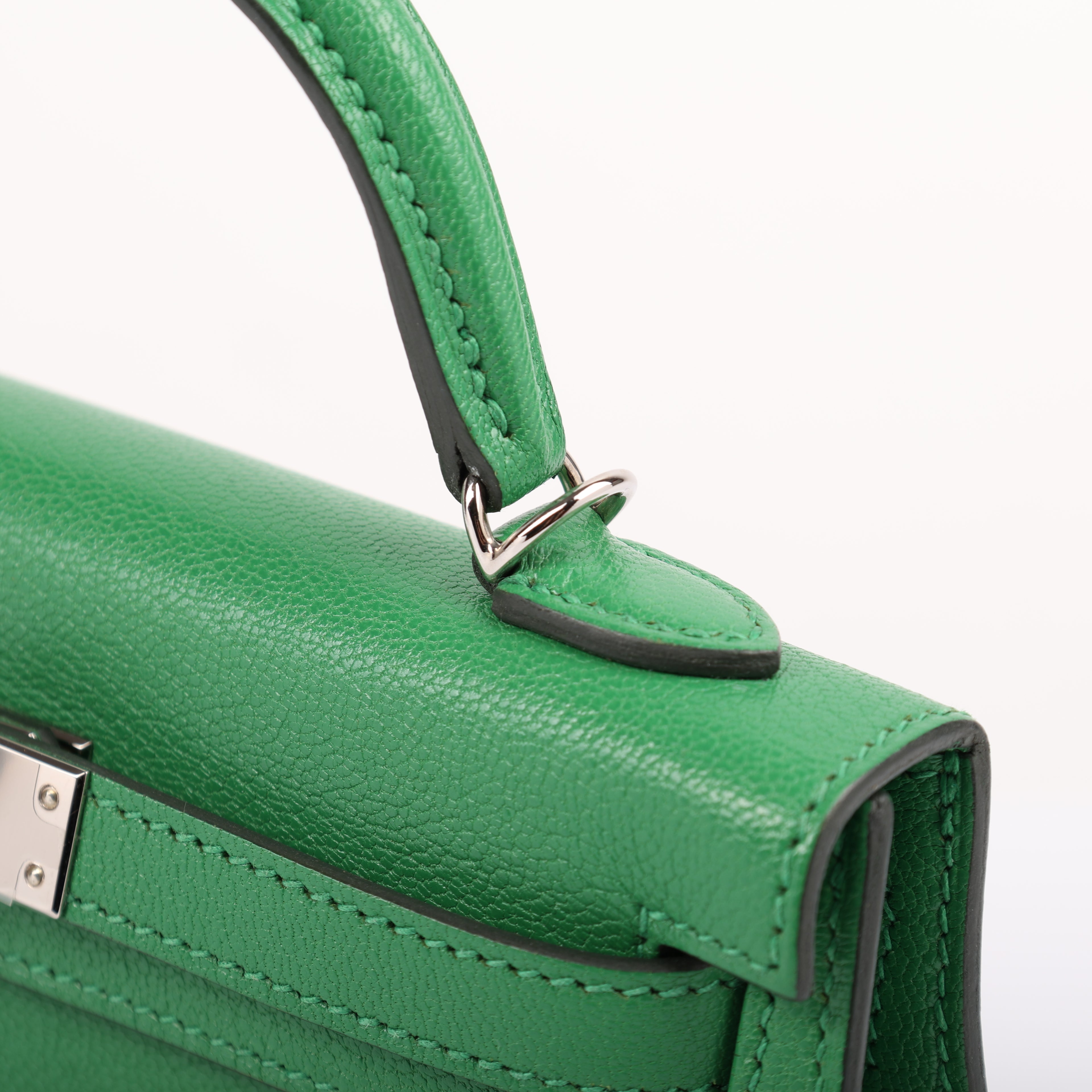 Hermès Vert Bambou Chèvre Mini Kelly II 20 (PHW | 2024)