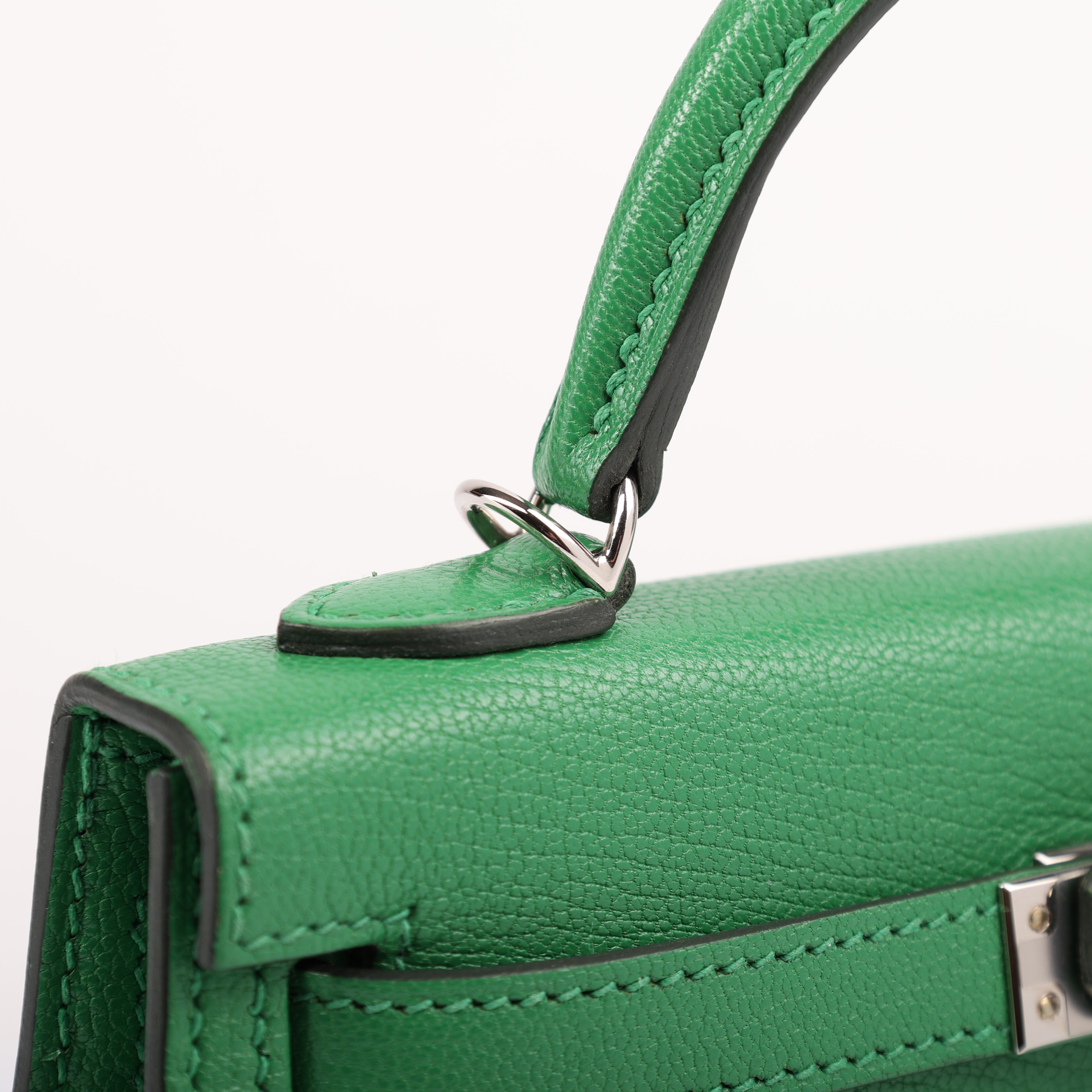 Hermès Vert Bambou Chèvre Mini Kelly II 20 (PHW | 2024)