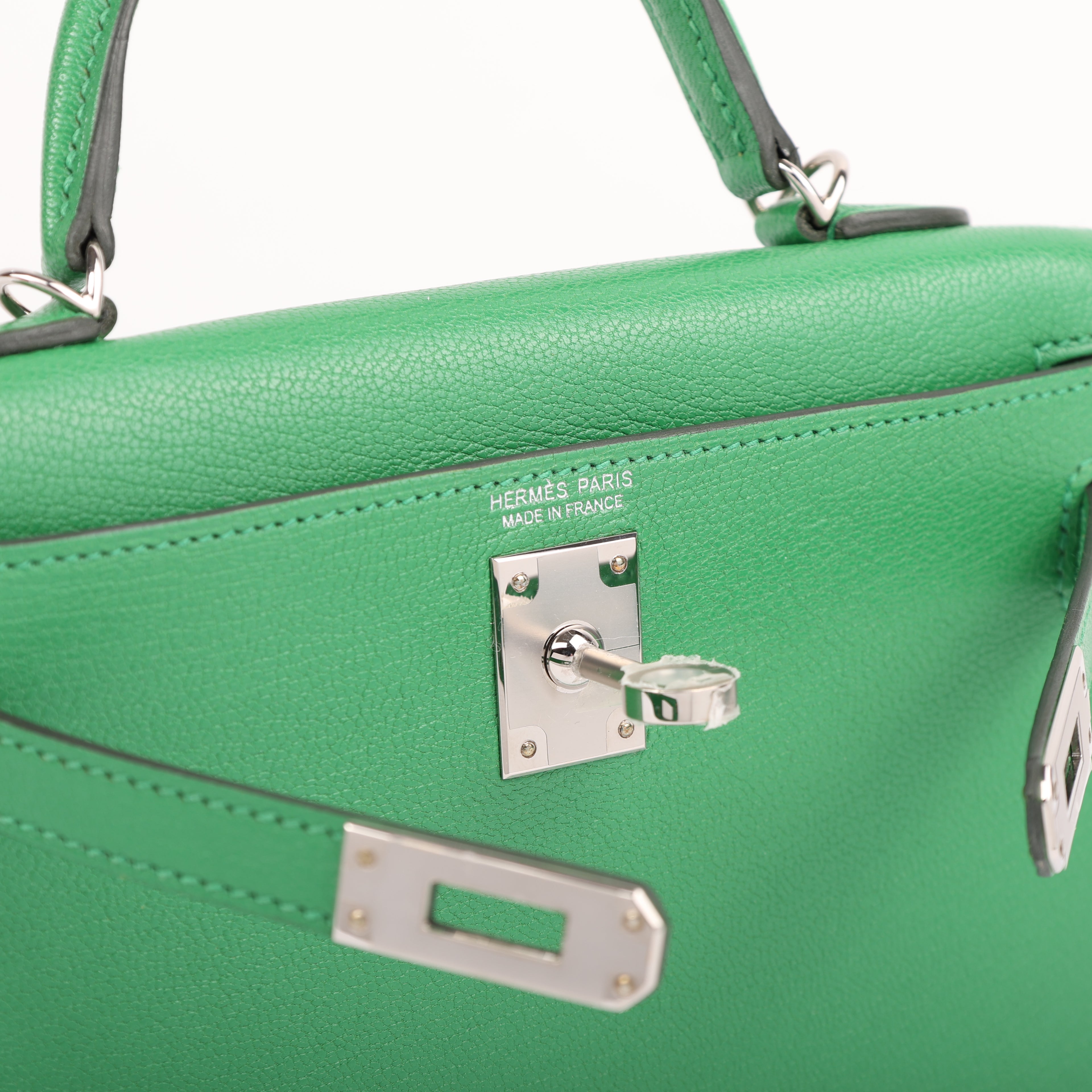 Hermès Vert Bambou Chèvre Mini Kelly II 20 (PHW | 2024)
