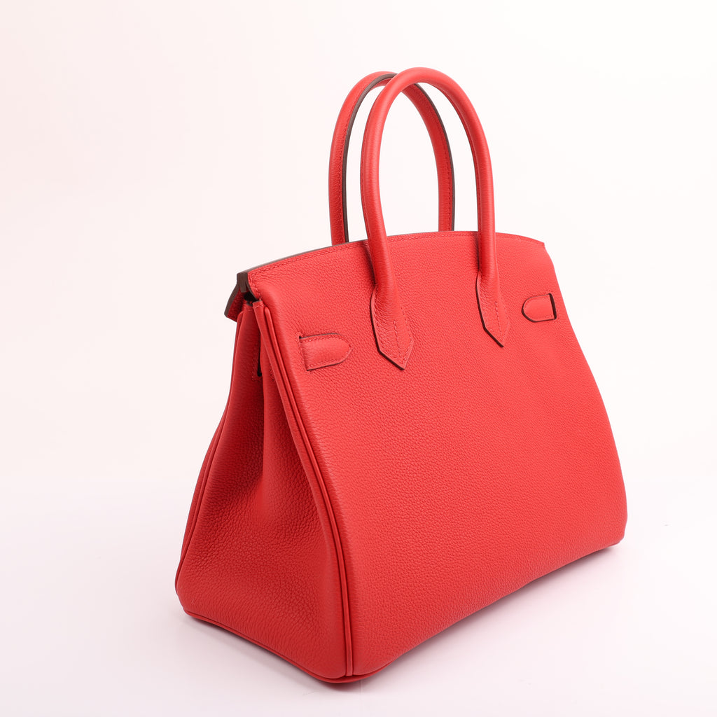 Hermès Rouge Radieux Togo Retourne Birkin 30 (PHW | 2020)