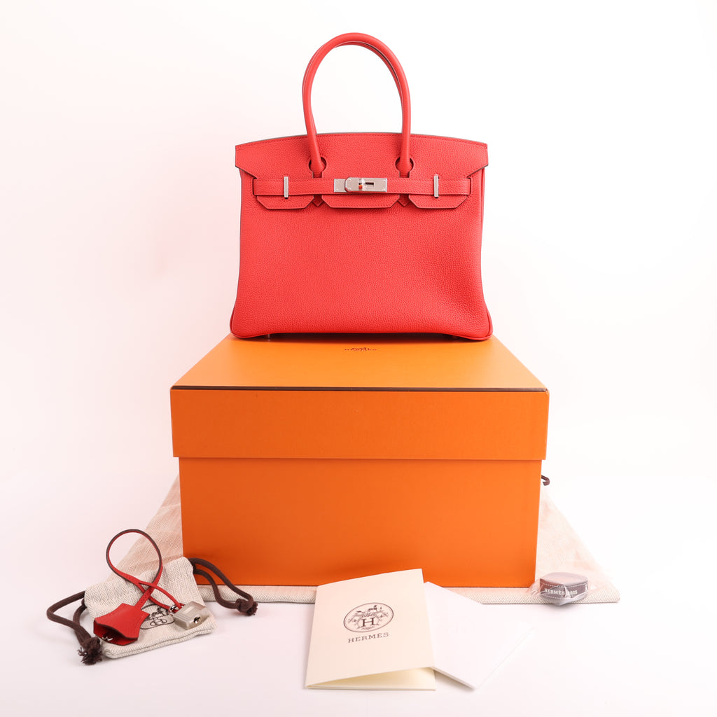 Hermès Rouge Radieux Togo Retourne Birkin 30 (PHW | 2020)