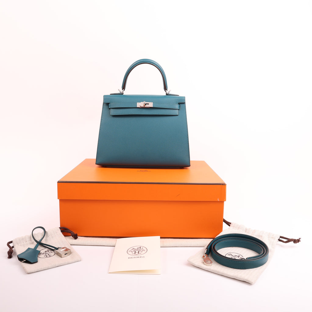 Hermes Vert Bosphore Veau Madame Verso Sellier Kelly 25 (PHW | 2024)