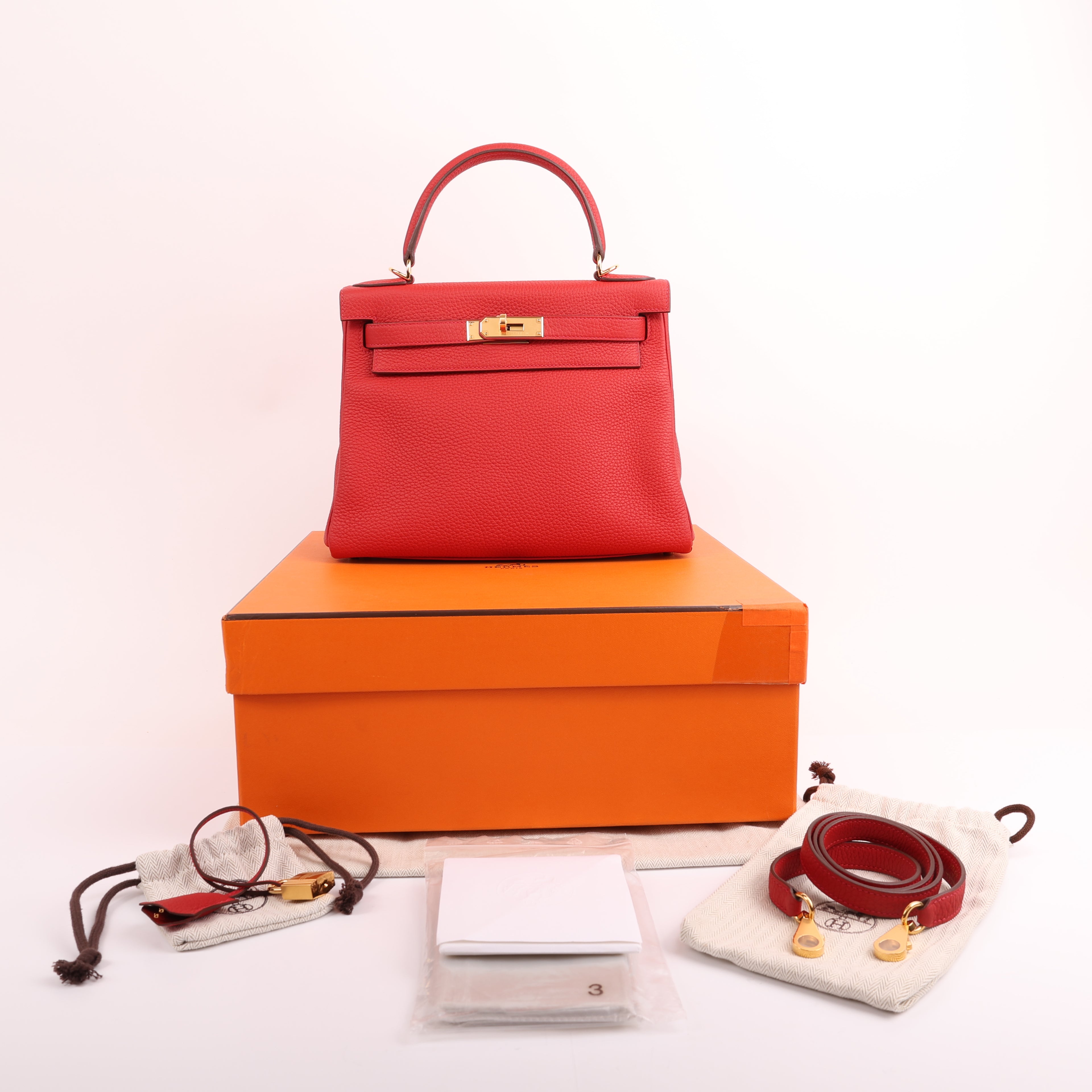 Hermès Vermillion Togo Retourne Kelly 28 (GHW | 2023)