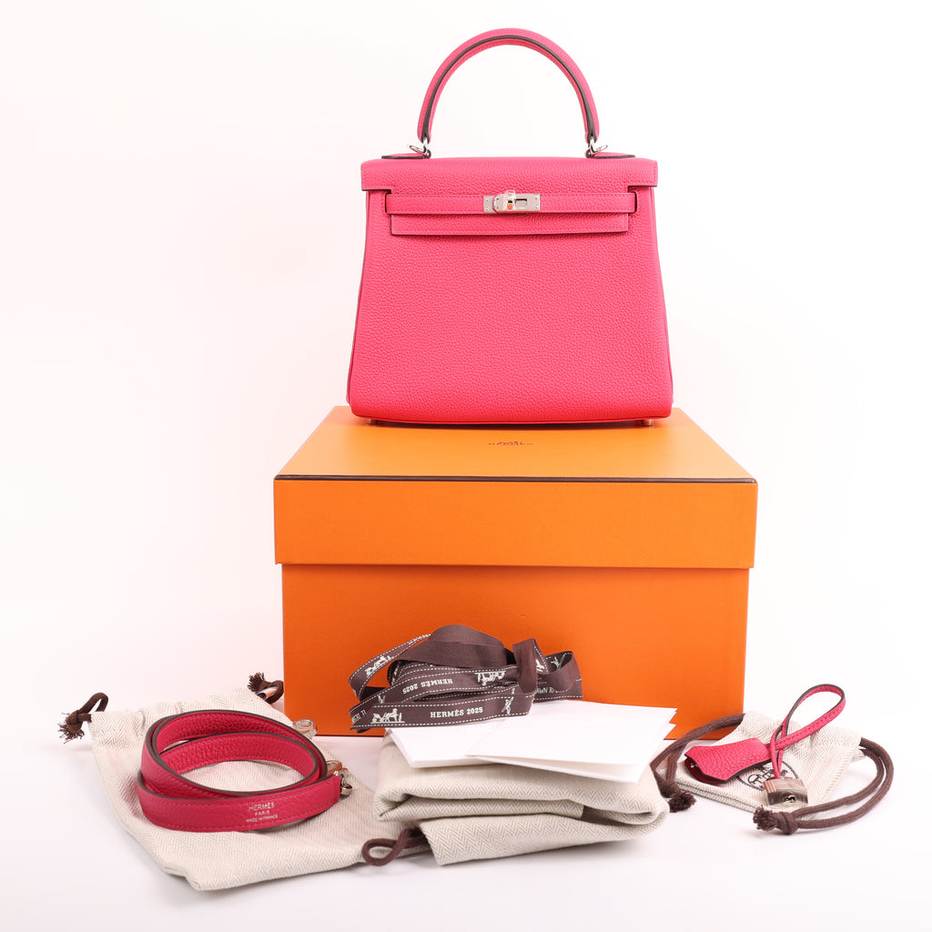 Hermès Rose Mexico Togo Retourne Kelly 25 (PHW | 2025)