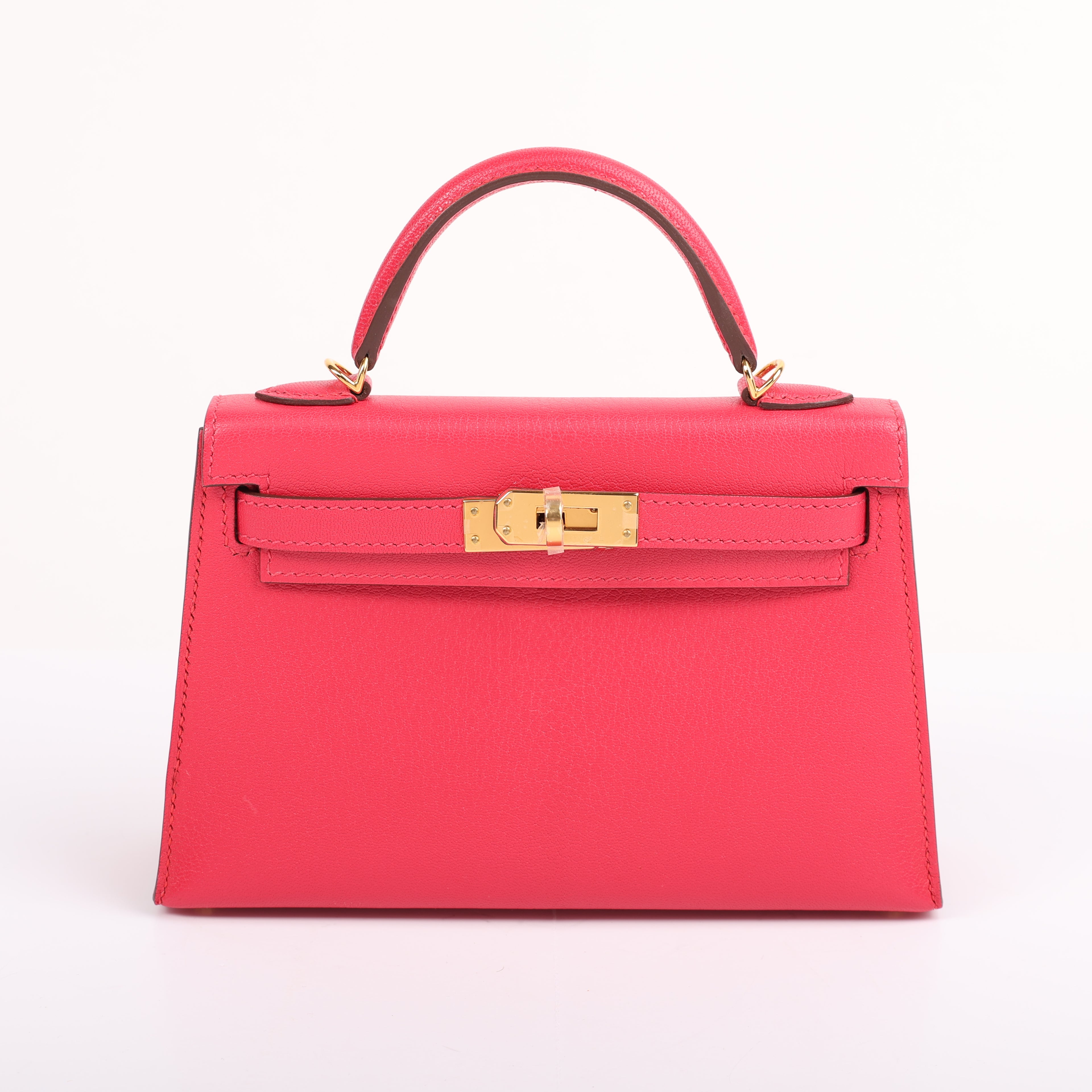 Hermes Rose Extrême Chèvre Chamkila Mini Kelly II 20 (GHW | 2020)