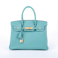 Hermès Bleu Saint Cyr Clemence Retourne Birkin 30 (GHW | 2015)