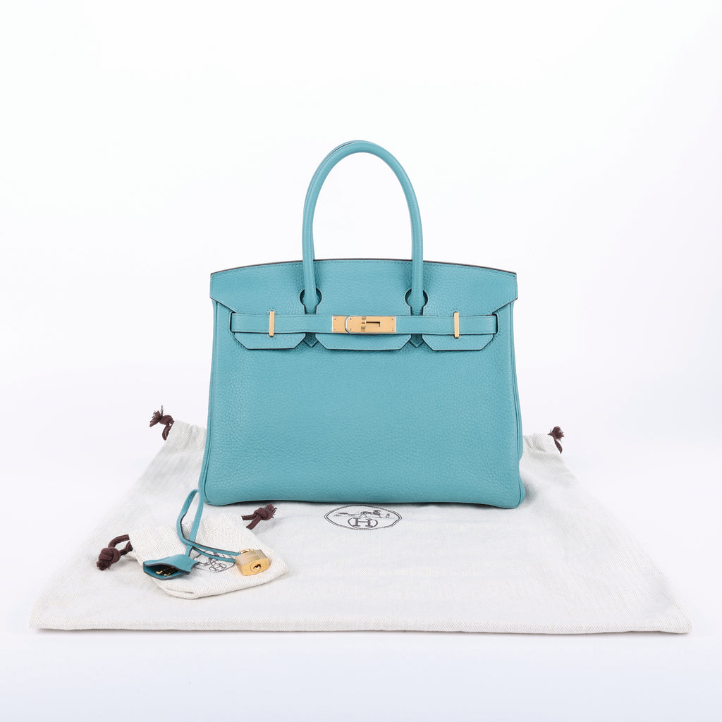 Hermès Bleu Saint Cyr Clemence Retourne Birkin 30 (GHW | 2015)
