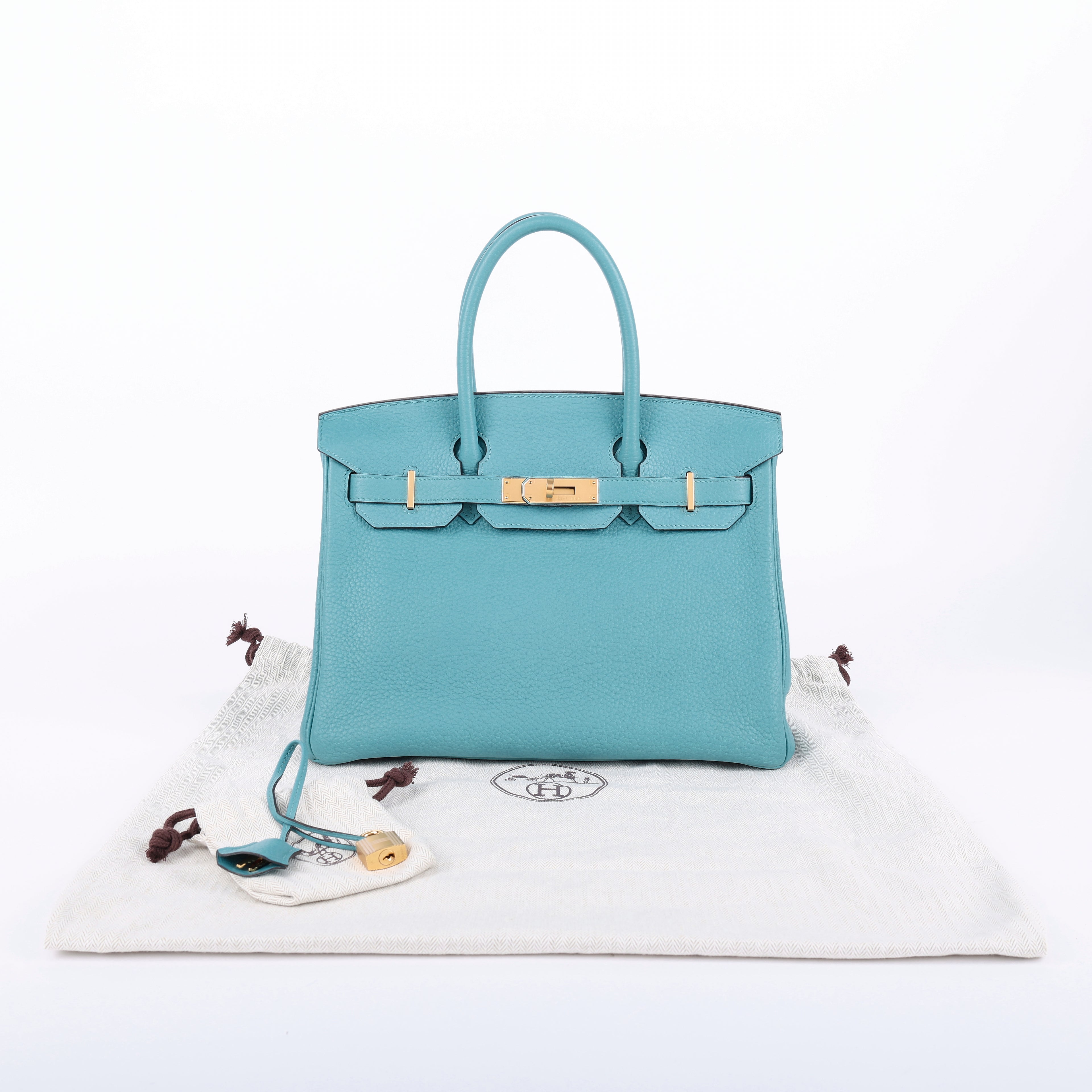 Hermès Bleu Saint Cyr Clemence Retourne Birkin 30 (GHW | 2015)