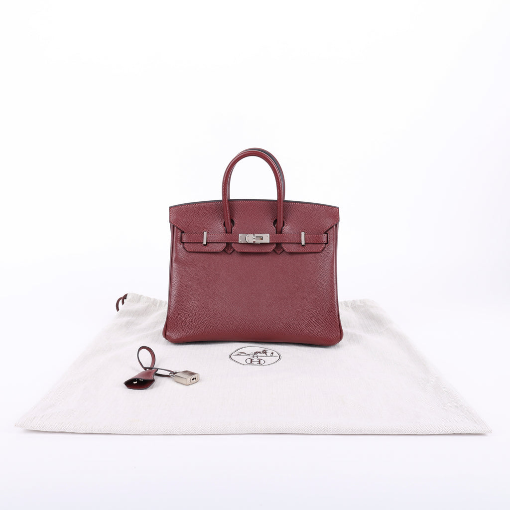 Hermès Rouge H Epsom Retourne Birkin 25 (PHW | 2013)