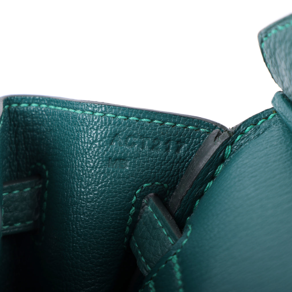 Hermès Malachite Togo Retourne Birkin 25 (GHW | 2017)